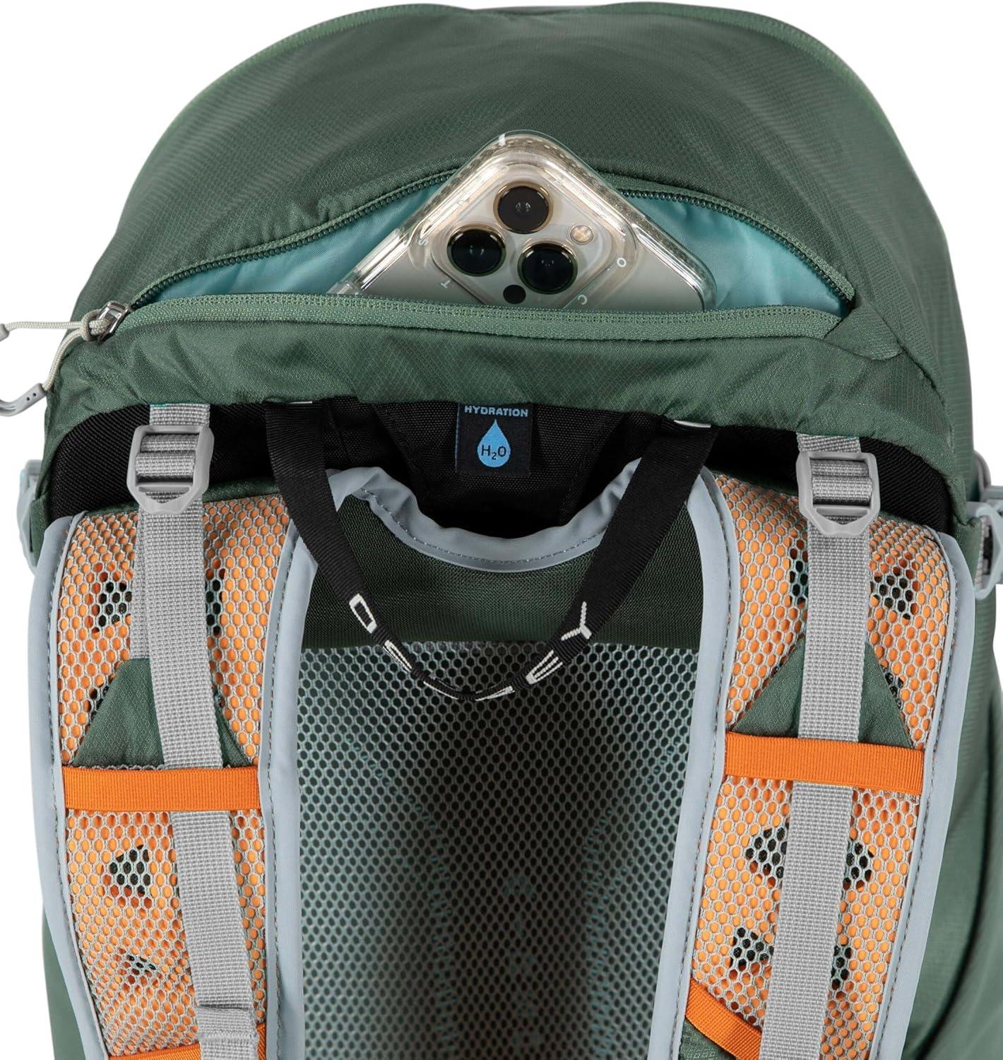 imageOsprey Hikelite 26L Hiking Backpack for Men and Women Lightweight Daypack with Breathable Backpanel and Raincover Ideal for Day Hikes Travel and Everyday Use in Any Weather BlackPine Leaf Green