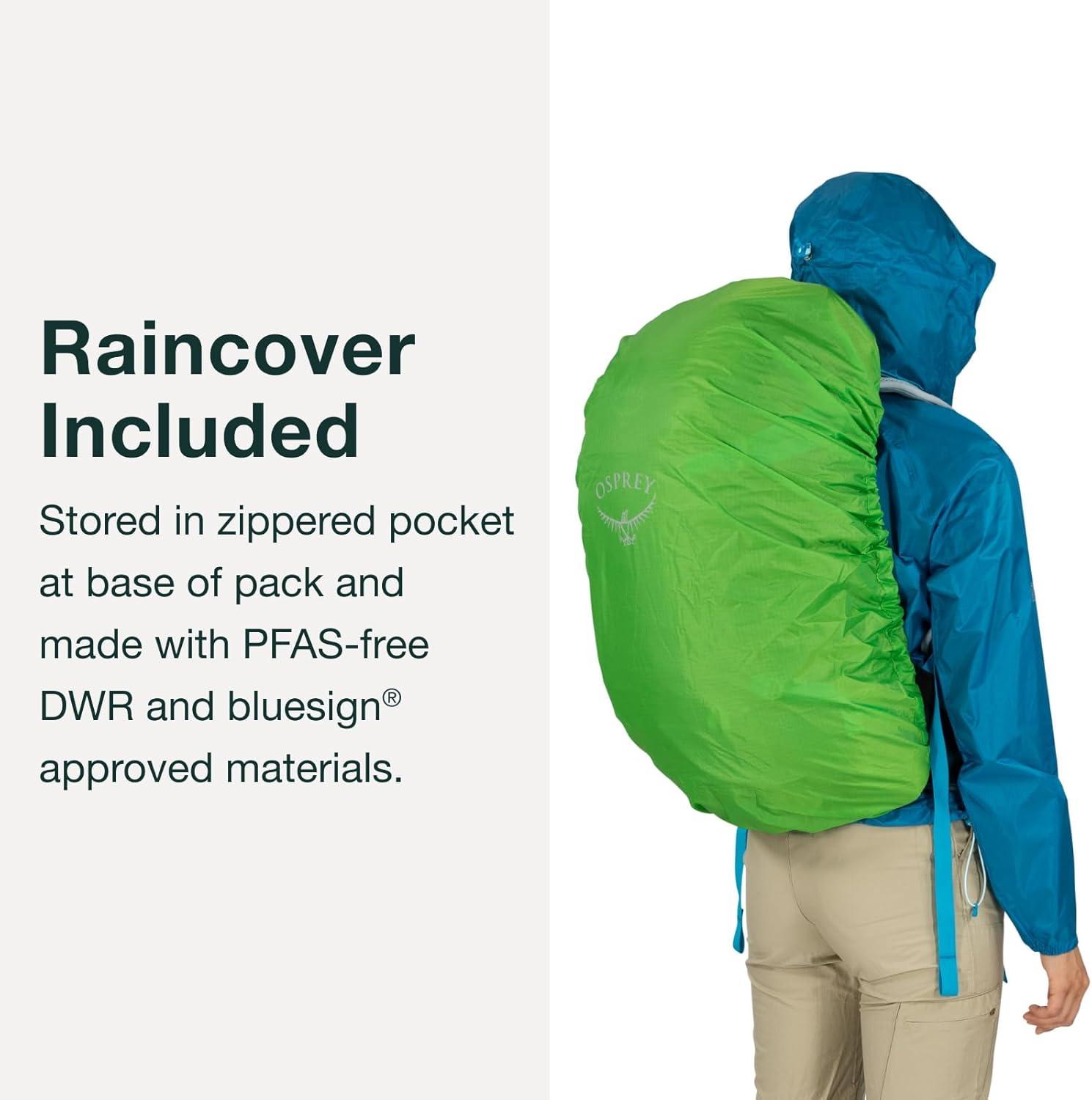 imageOsprey Hikelite 28L Lightweight Hiking Backpack Durable Travel Daypack with Rain Cover for Men and Women Atlas Blue MLPine Leaf Green