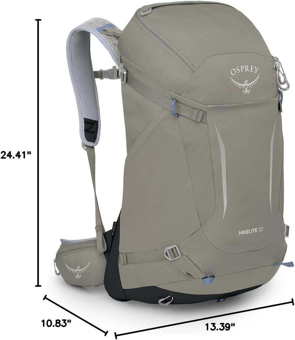 imageOsprey Hikelite 32L Lightweight Hiking Backpack Durable Travel Daypack with Rain Cover for Men and Women ChameleonBlack MLTan Concrete