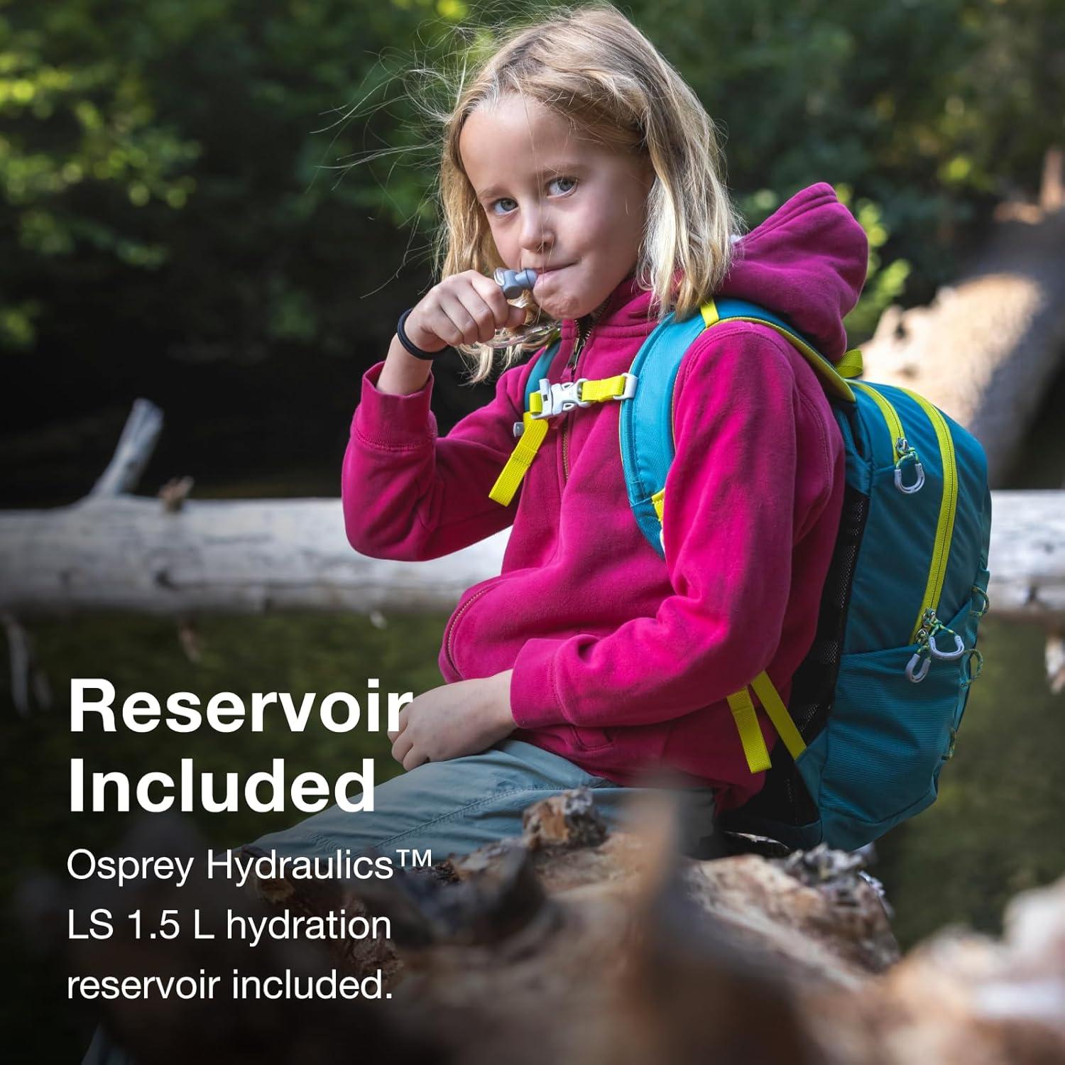 imageOsprey HydraJet 12L Kids Hiking Backpack with Hydraulics Reservoir Green CanopyEuphoria Purple