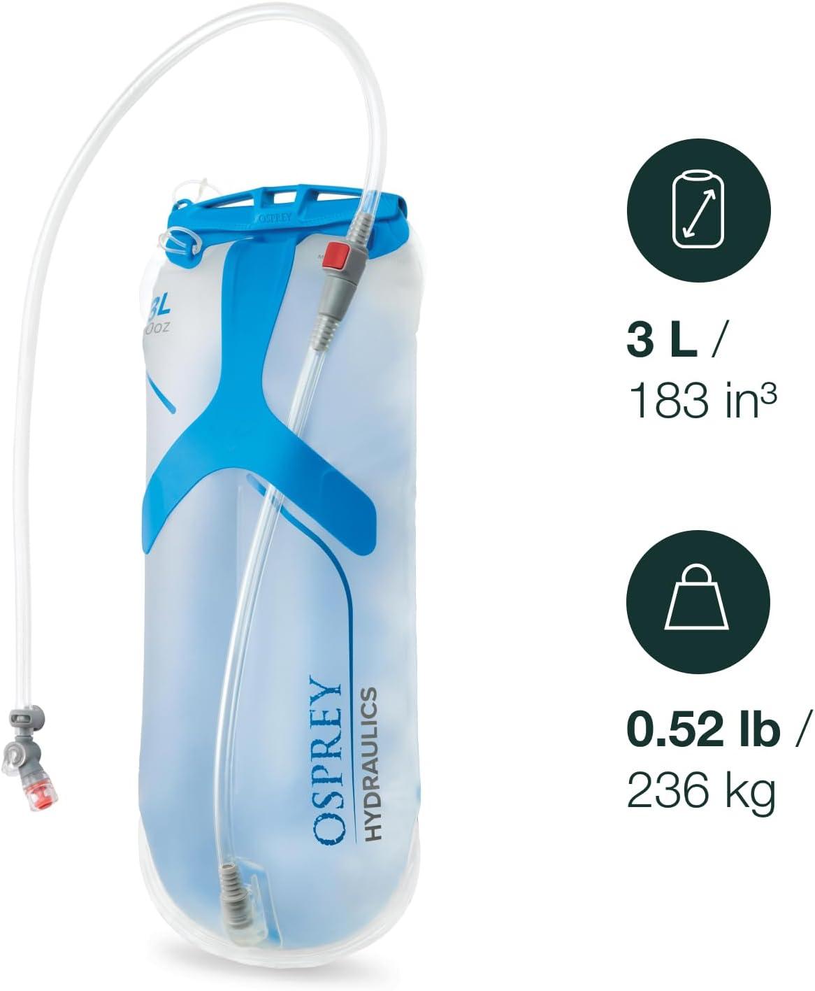 imageOsprey Hydraulics Backpack Water Reservoir with Bite Valve BPAFree Leakproof Hydration Bladder with QuickConnect and SlideSeal Compatible with Most Hiking and Biking Packs Clear3L