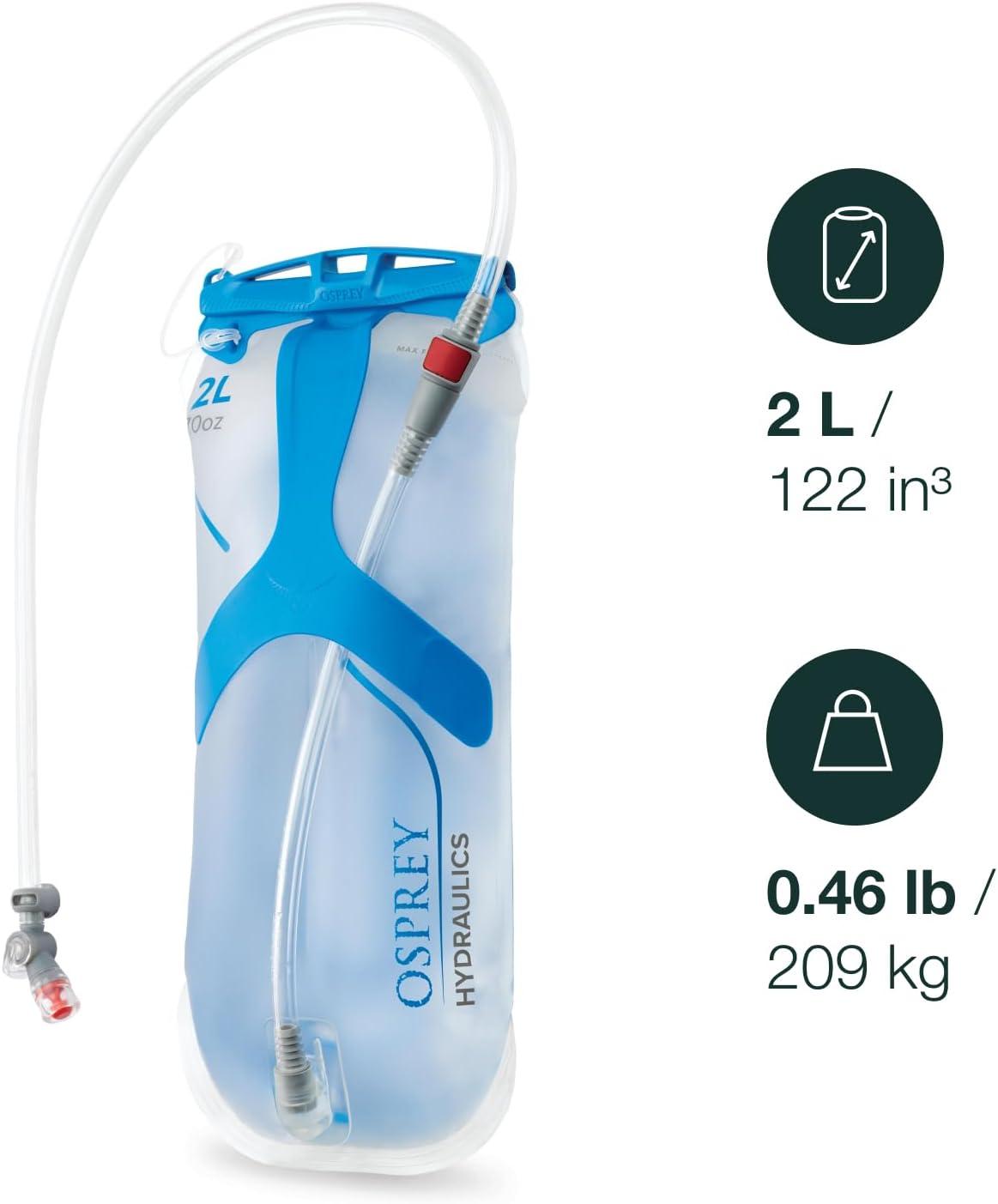 imageOsprey Hydraulics Backpack Water Reservoir with Bite Valve BPAFree Leakproof Hydration Bladder with QuickConnect and SlideSeal Compatible with Most Hiking and Biking Packs Clear2L