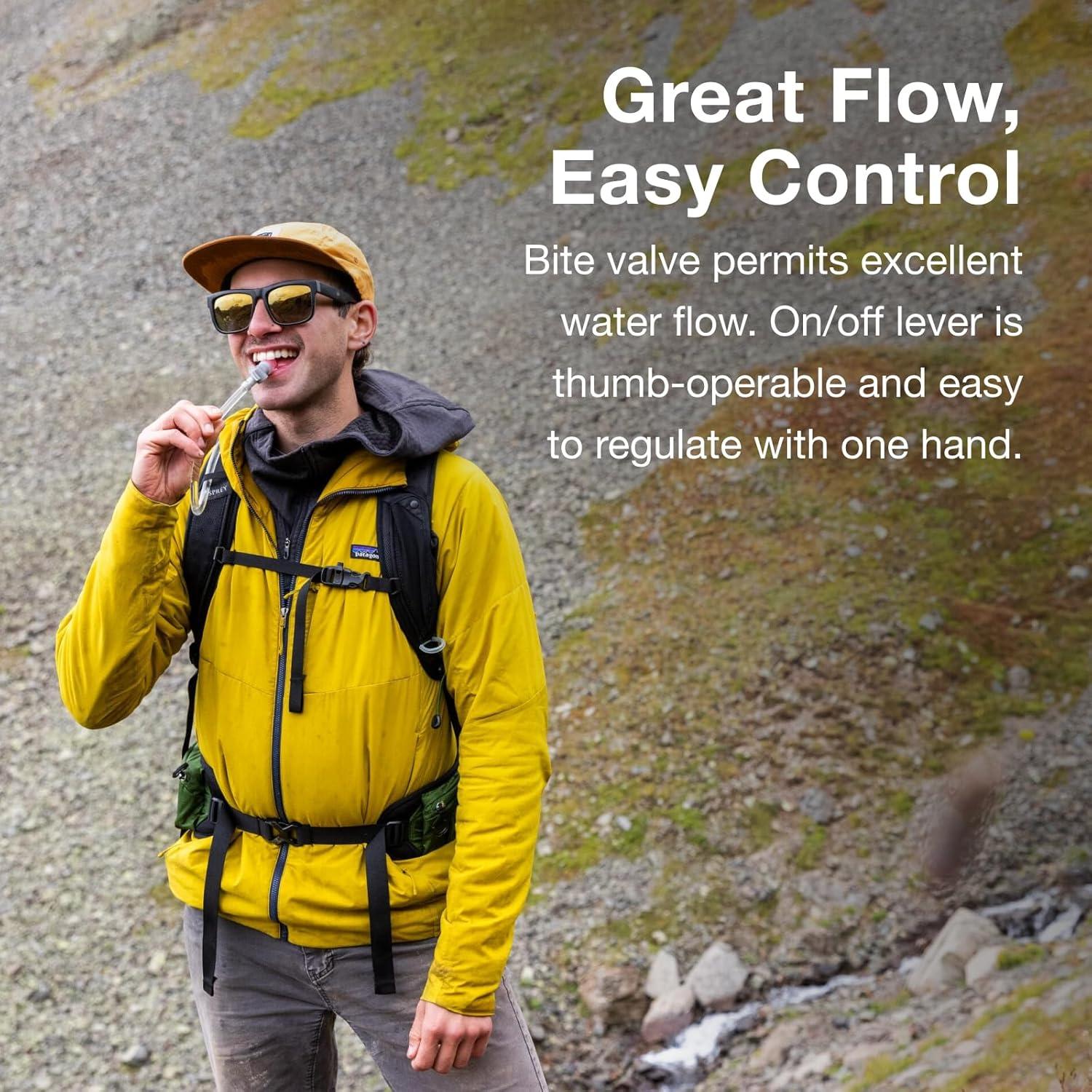 imageOsprey Hydraulics Backpack Water Reservoir with Bite Valve BPAFree Leakproof Hydration Bladder with QuickConnect and SlideSeal Compatible with Most Hiking and Biking Packs Clear2L