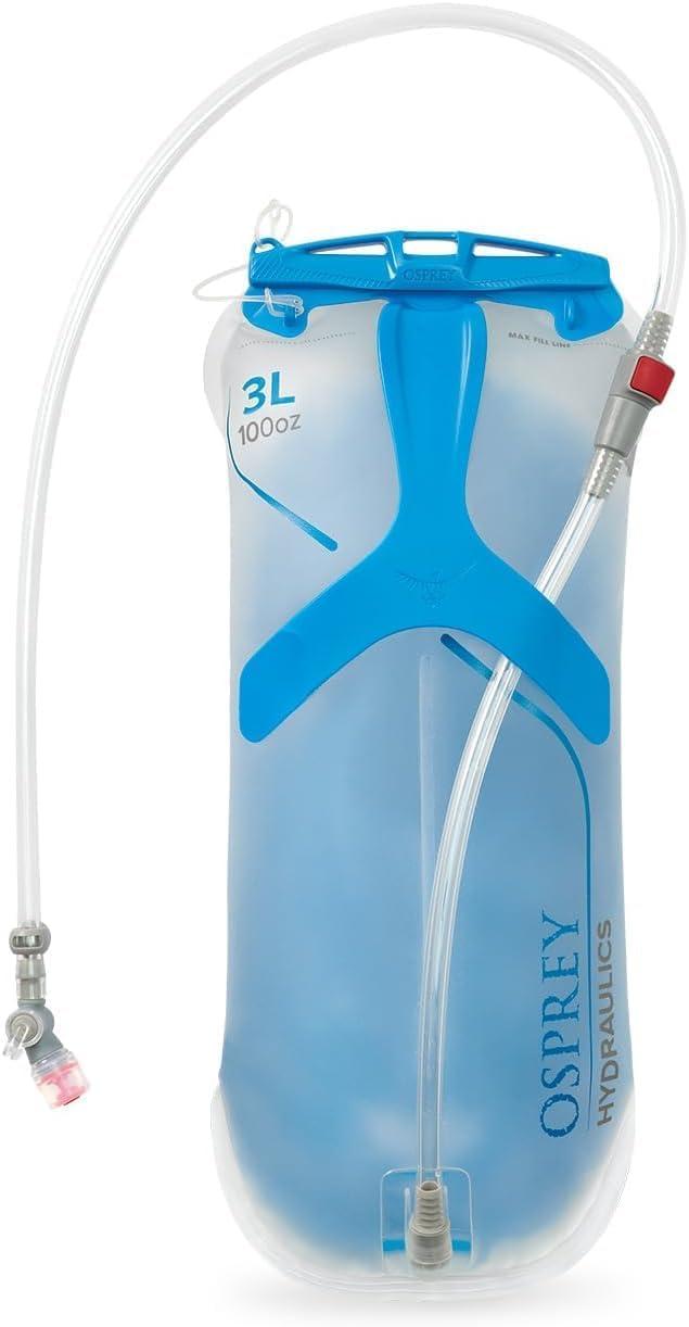 imageOsprey Hydraulics Backpack Water Reservoir with Bite Valve BPAFree Leakproof Hydration Bladder with QuickConnect and SlideSeal Compatible with Most Hiking and Biking Packs Clear3L