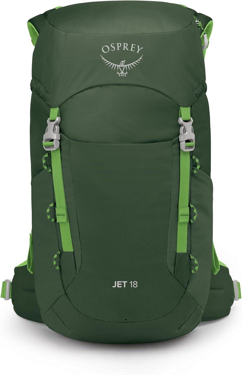 imageOsprey Jet 18L Kids Hiking Backpack Blue SpikemossGreen Canopy