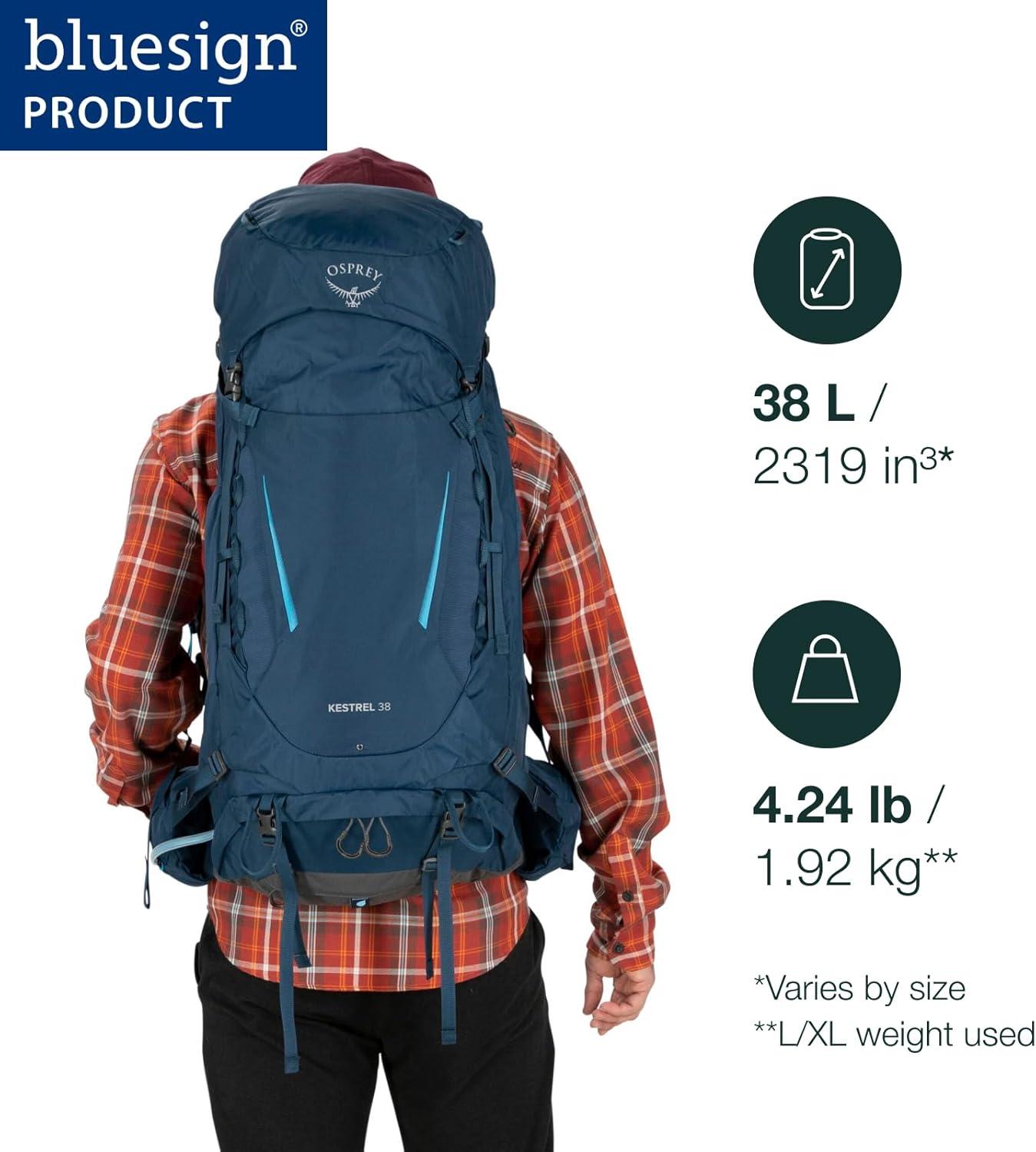 imageOsprey Kestrel 38L Mens Backpacking Backpack Atlas Blue LXLAtlas Blue