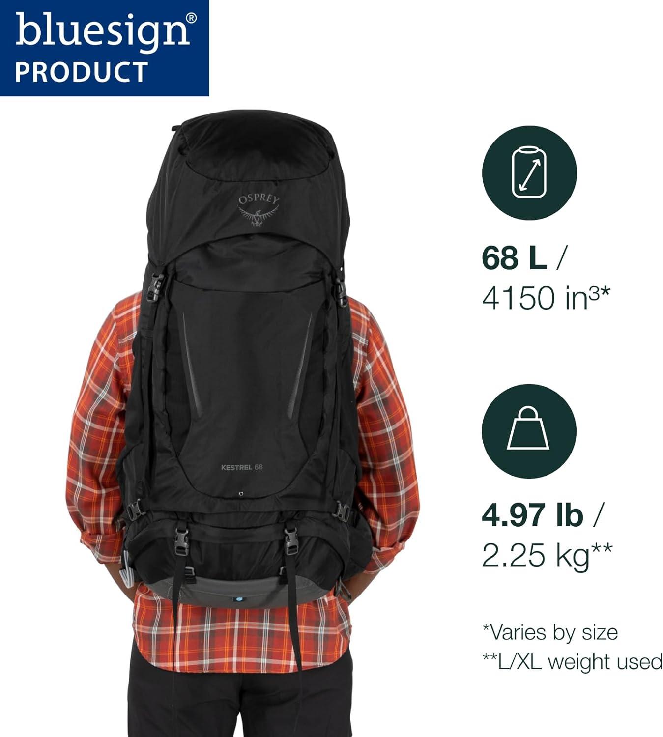 imageOsprey Kestrel 68L Mens Backpacking Backpack Black SMBlack