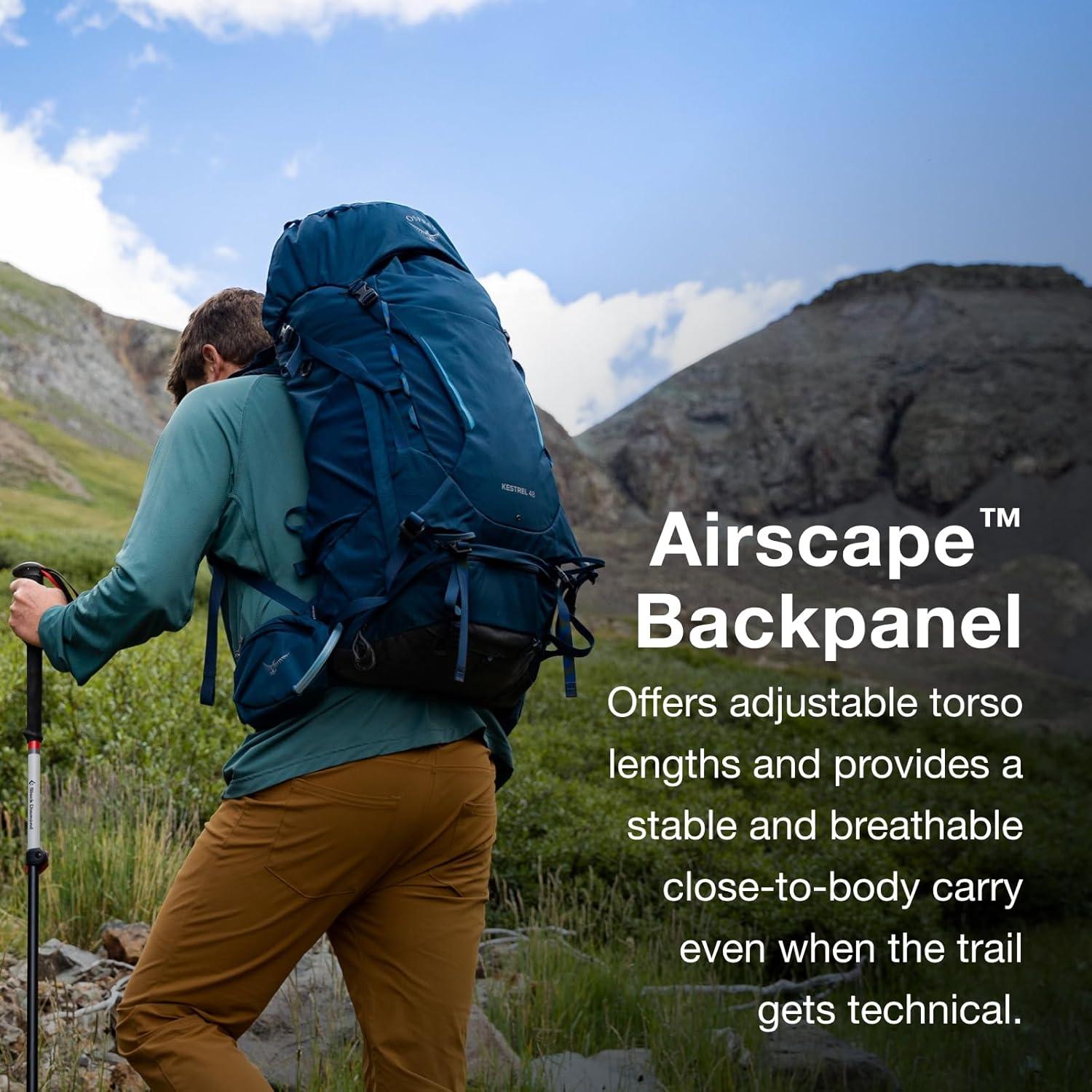 imageOsprey Kestrel 68L Mens Backpacking Backpack Black SMBlack