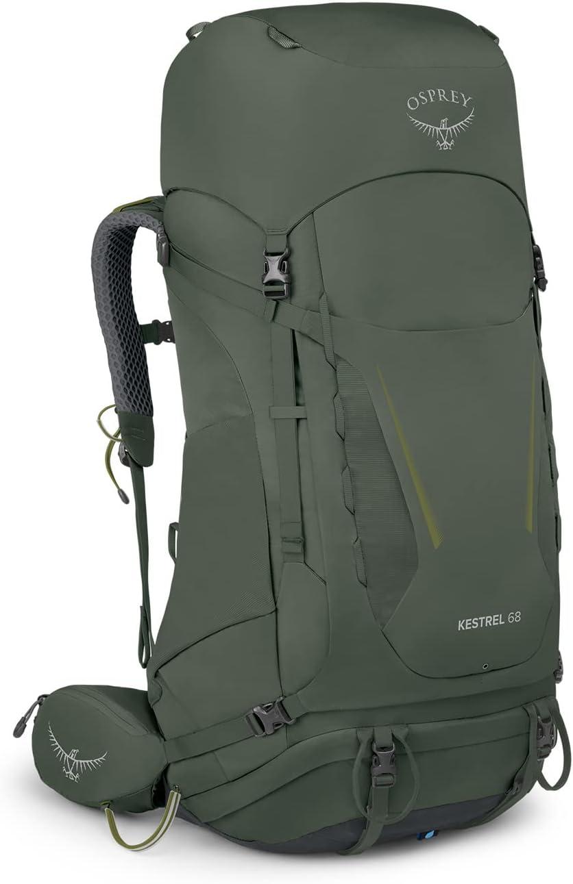 imageOsprey Kestrel 68L Mens Backpacking Backpack Black SMBonsai Green