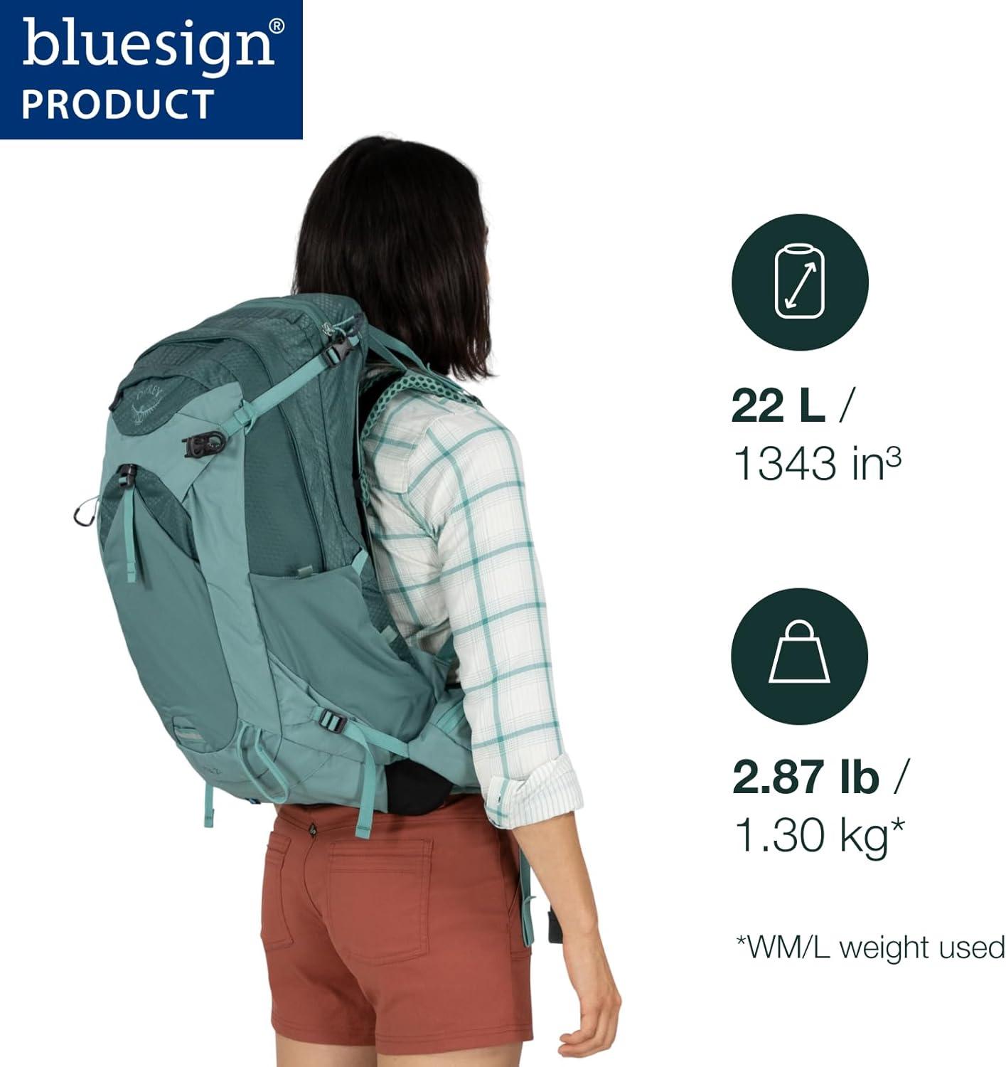 imageOsprey Mira 22L Womens Hiking Backpack with Hydraulics Reservoir Succulent GreenAnchor Blue