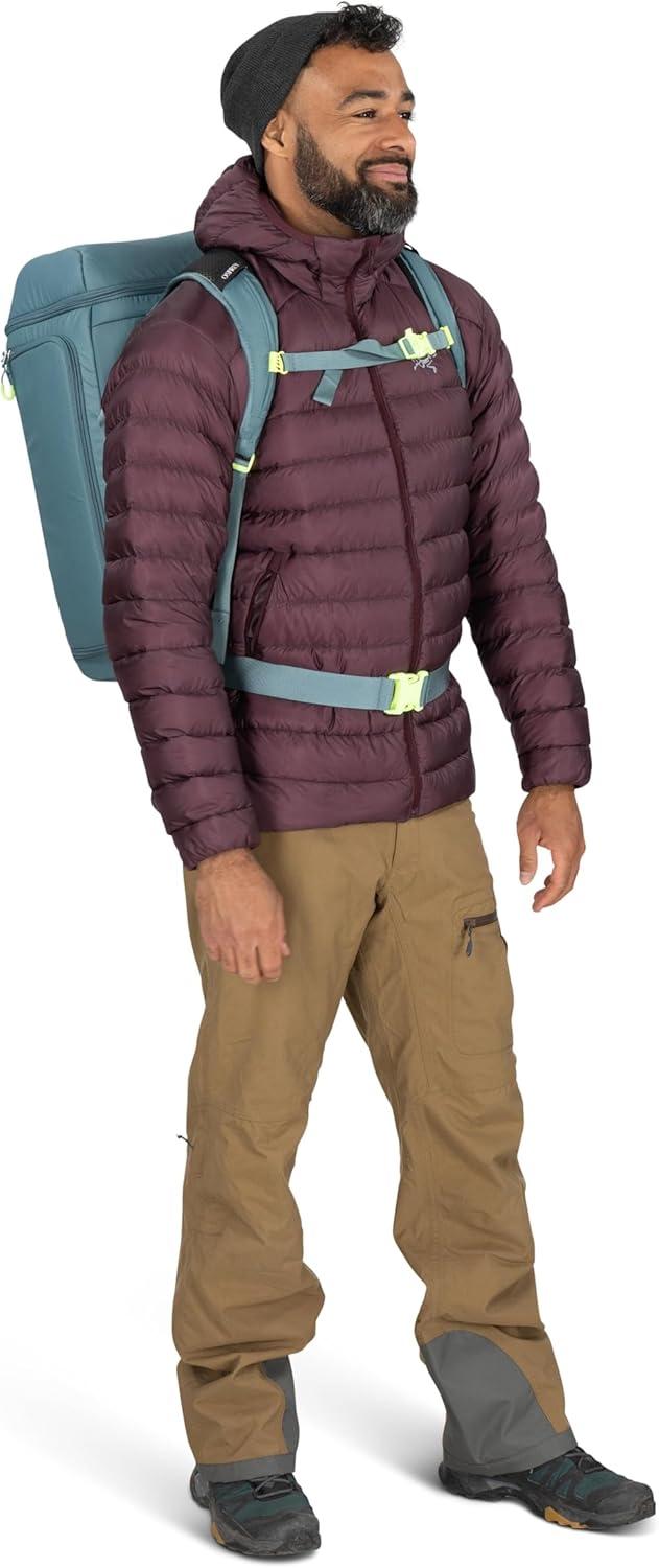 imageOsprey Mountain Bound Ski ampamp Snowboard Boot Bag Backpack with AirScape Technology and Padded Structure Premium Winter Luggage with Shoe Changing Mat Cascade Blue