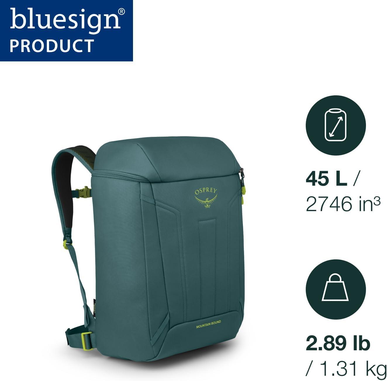 imageOsprey Mountain Bound Ski ampamp Snowboard Boot Bag Backpack with AirScape Technology and Padded Structure Premium Winter Luggage with Shoe Changing Mat Cascade Blue