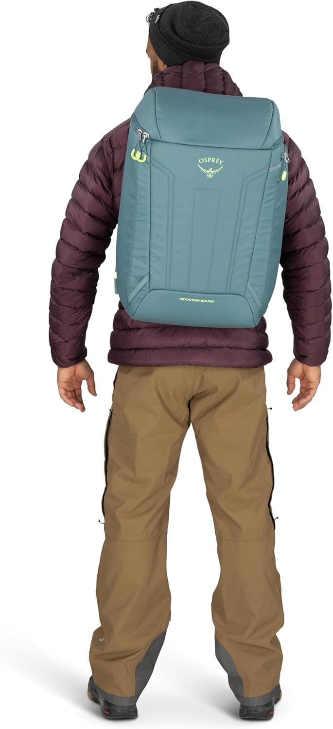 imageOsprey Mountain Bound Ski ampamp Snowboard Boot Bag Backpack with AirScape Technology and Padded Structure Premium Winter Luggage with Shoe Changing Mat Cascade Blue