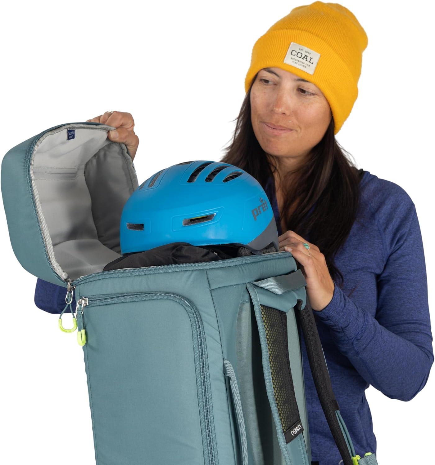 imageOsprey Mountain Bound Ski ampamp Snowboard Boot Bag Backpack with AirScape Technology and Padded Structure Premium Winter Luggage with Shoe Changing Mat Cascade Blue