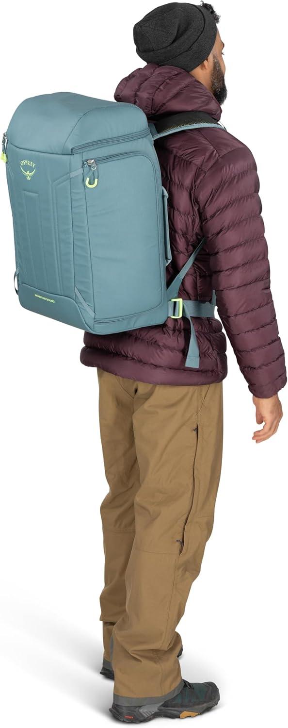 imageOsprey Mountain Bound Ski ampamp Snowboard Boot Bag Backpack with AirScape Technology and Padded Structure Premium Winter Luggage with Shoe Changing Mat Cascade Blue