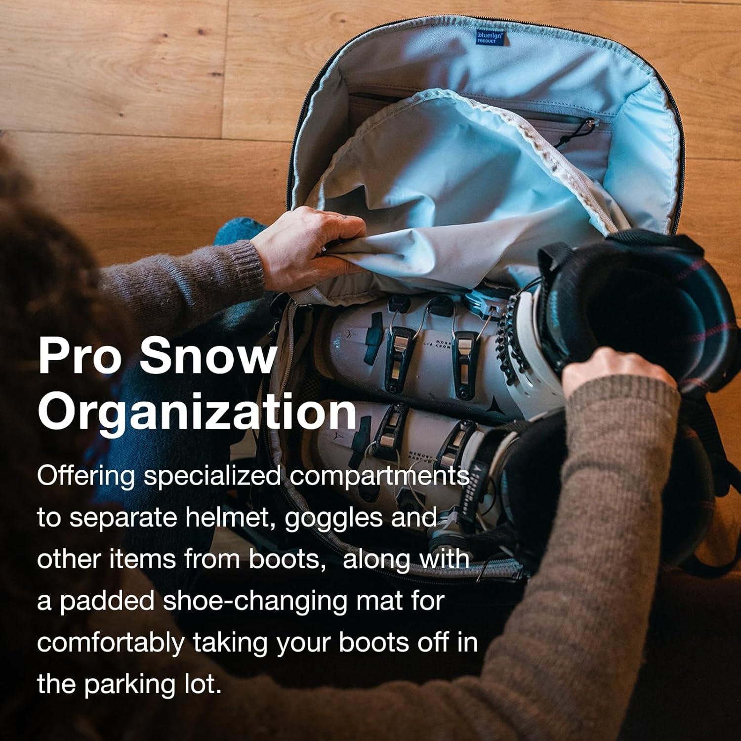 imageOsprey Mountain Bound Ski ampamp Snowboard Boot Bag Plus Boot Backpack with Vertical Snowboard Carry and AFrame Ski Carry Premium Winter Luggage with Shoe Mat and AirScape Technology Black