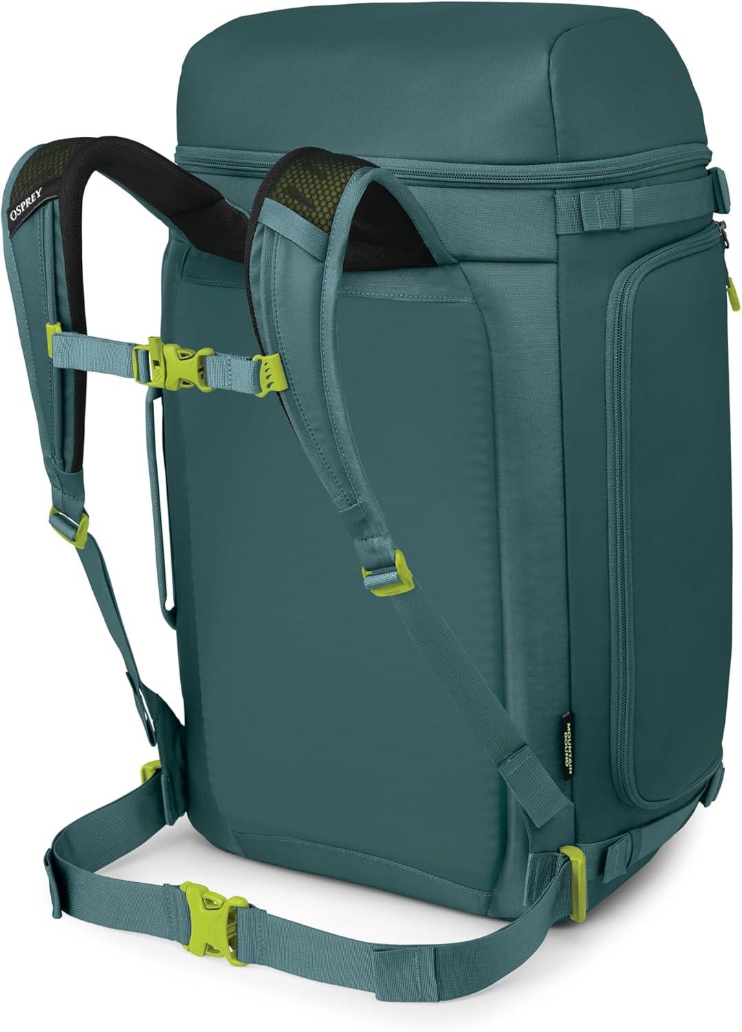 imageOsprey Mountain Bound Ski ampamp Snowboard Boot Bag Plus Boot Backpack with Vertical Snowboard Carry and AFrame Ski Carry Premium Winter Luggage with Shoe Mat and AirScape Technology Cascade Blue