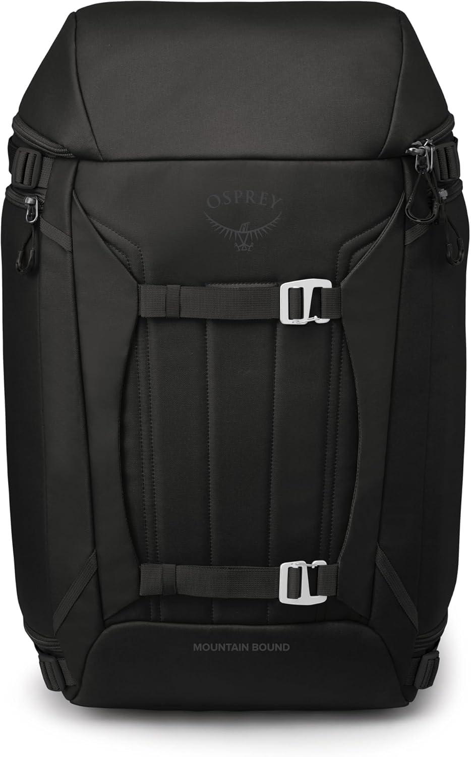 imageOsprey Mountain Bound Ski ampamp Snowboard Boot Bag Plus Boot Backpack with Vertical Snowboard Carry and AFrame Ski Carry Premium Winter Luggage with Shoe Mat and AirScape Technology Black