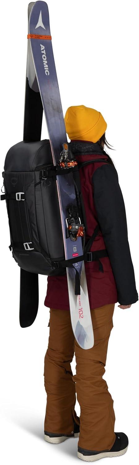 imageOsprey Mountain Bound Ski ampamp Snowboard Boot Bag Plus Boot Backpack with Vertical Snowboard Carry and AFrame Ski Carry Premium Winter Luggage with Shoe Mat and AirScape Technology Black