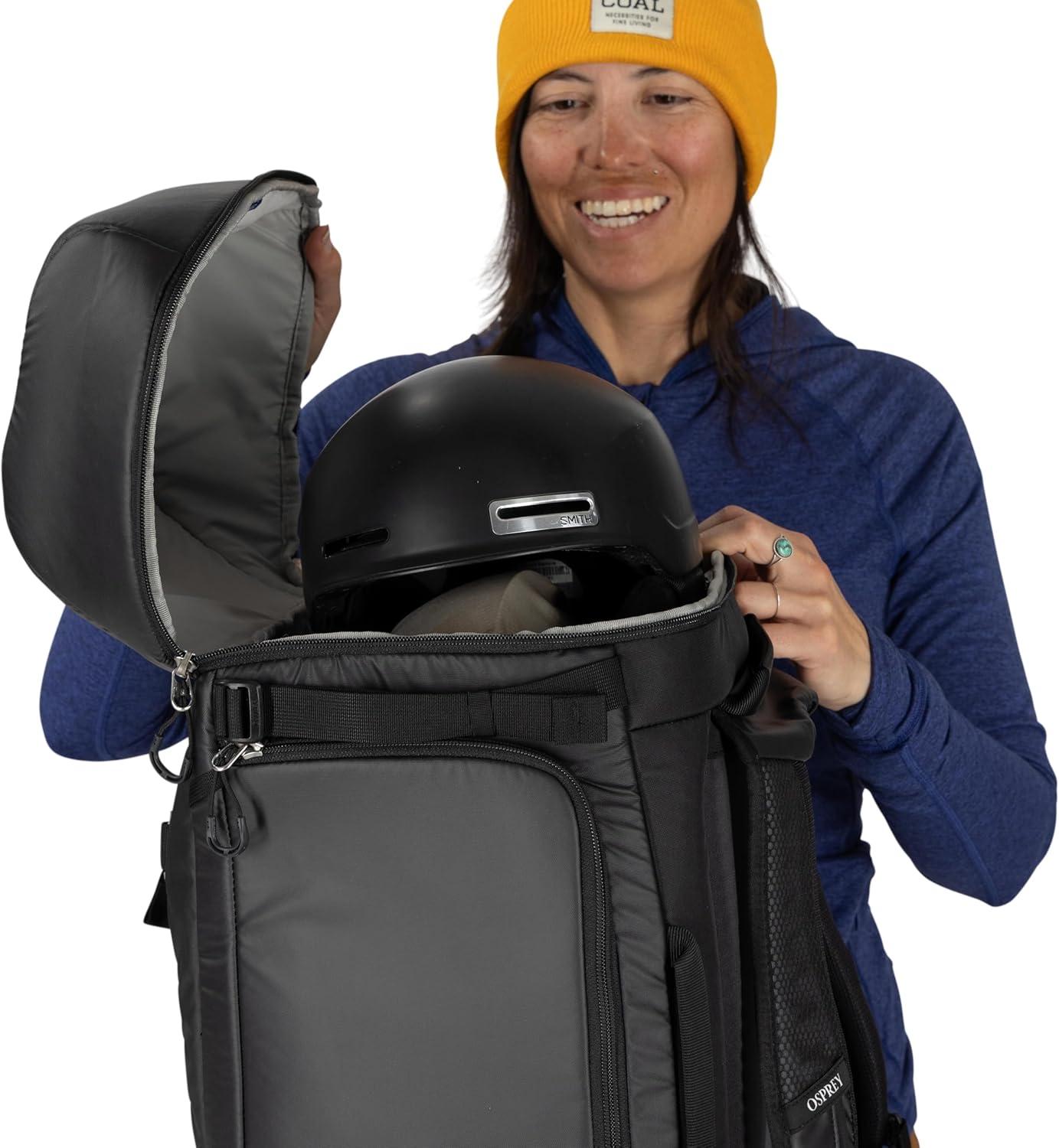 imageOsprey Mountain Bound Ski ampamp Snowboard Boot Bag Plus Boot Backpack with Vertical Snowboard Carry and AFrame Ski Carry Premium Winter Luggage with Shoe Mat and AirScape Technology Black