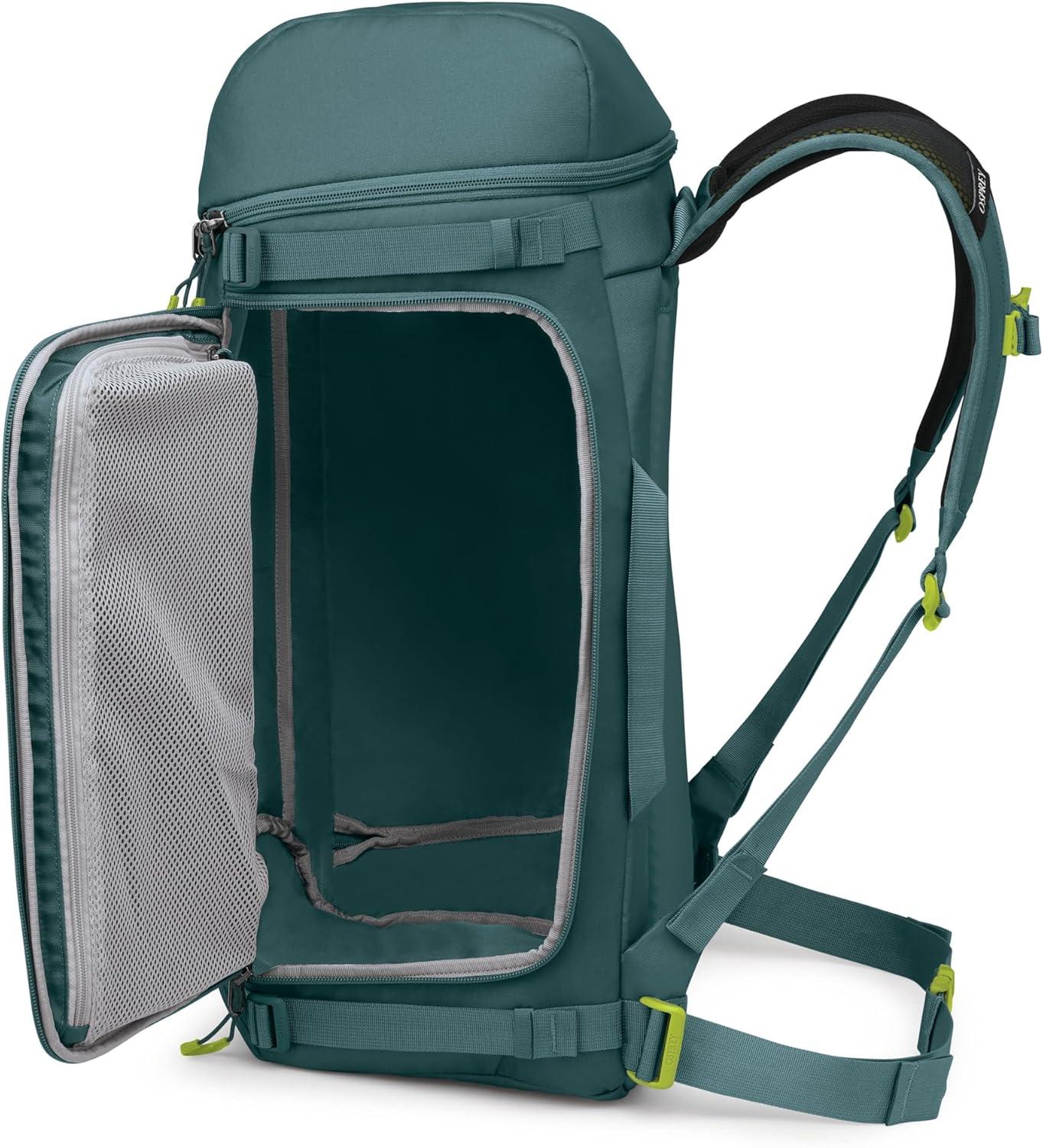 imageOsprey Mountain Bound Ski ampamp Snowboard Boot Bag Plus Boot Backpack with Vertical Snowboard Carry and AFrame Ski Carry Premium Winter Luggage with Shoe Mat and AirScape Technology Cascade Blue