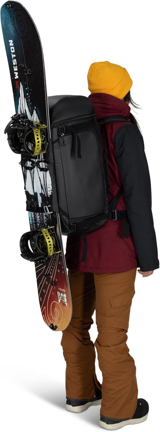 imageOsprey Mountain Bound Ski ampamp Snowboard Boot Bag Plus Boot Backpack with Vertical Snowboard Carry and AFrame Ski Carry Premium Winter Luggage with Shoe Mat and AirScape Technology Black