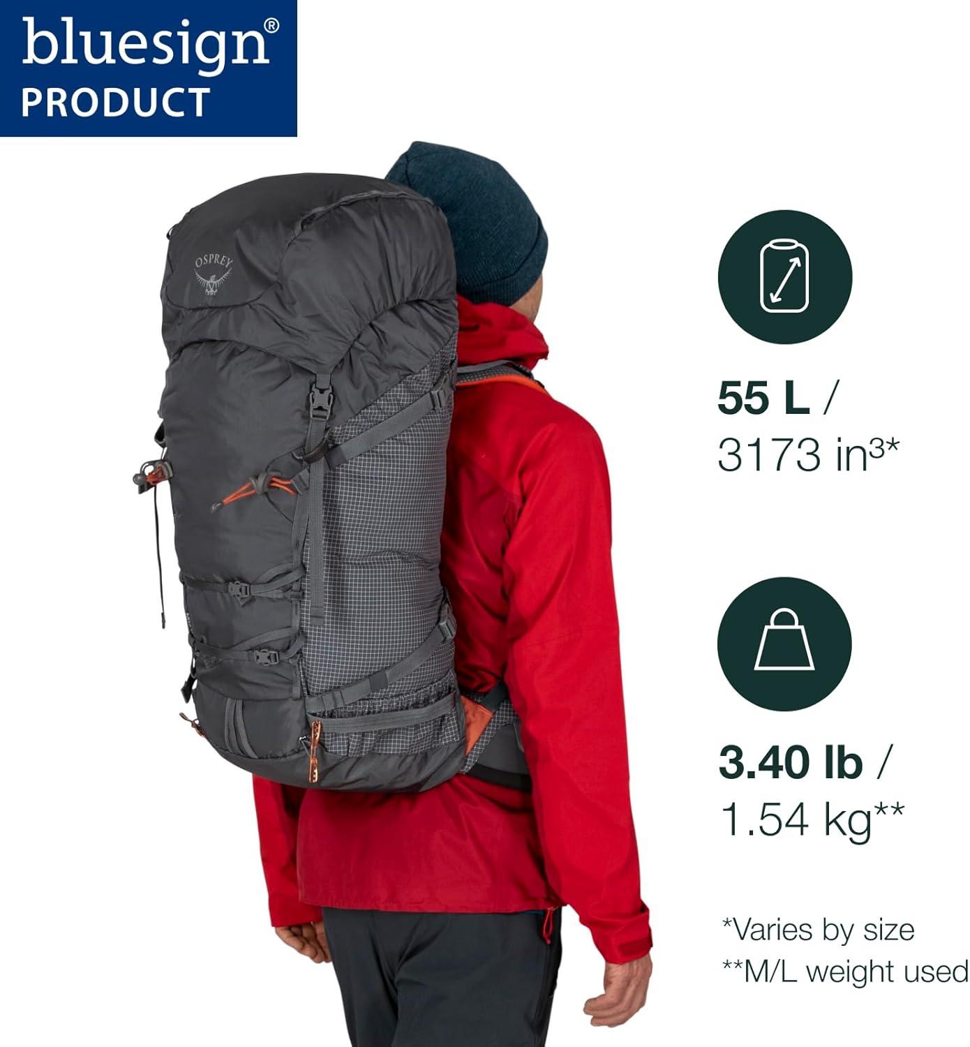 imageOsprey Mutant 52L Climbing and Mountaineering Unisex Backpack Tungsten Grey SMBlue Flame