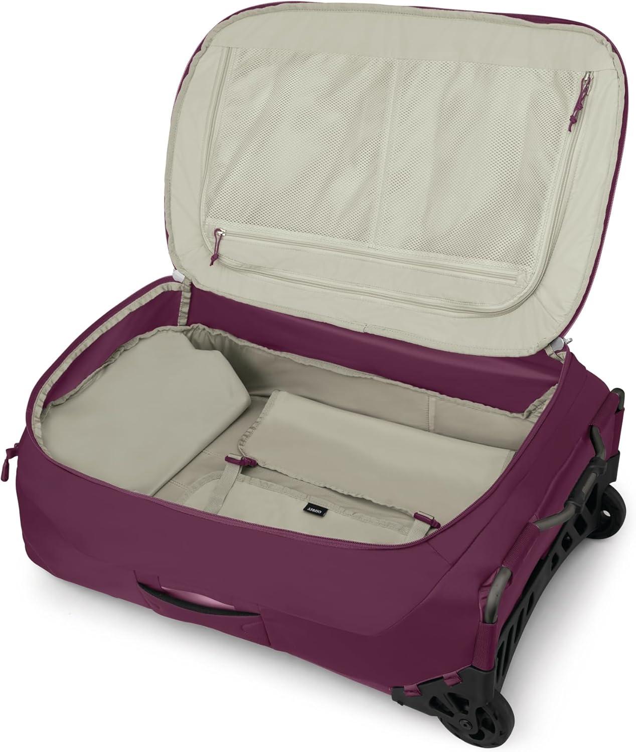 imageOsprey Ozone 2Wheel 80L27 Checked Luggage Lightweight Rolling Bag with High Clearance Wheels Travel Suitcase with Mesh Organization Trolley Handle and AddaBag Strap Moody BurgundyMoody Burgundy