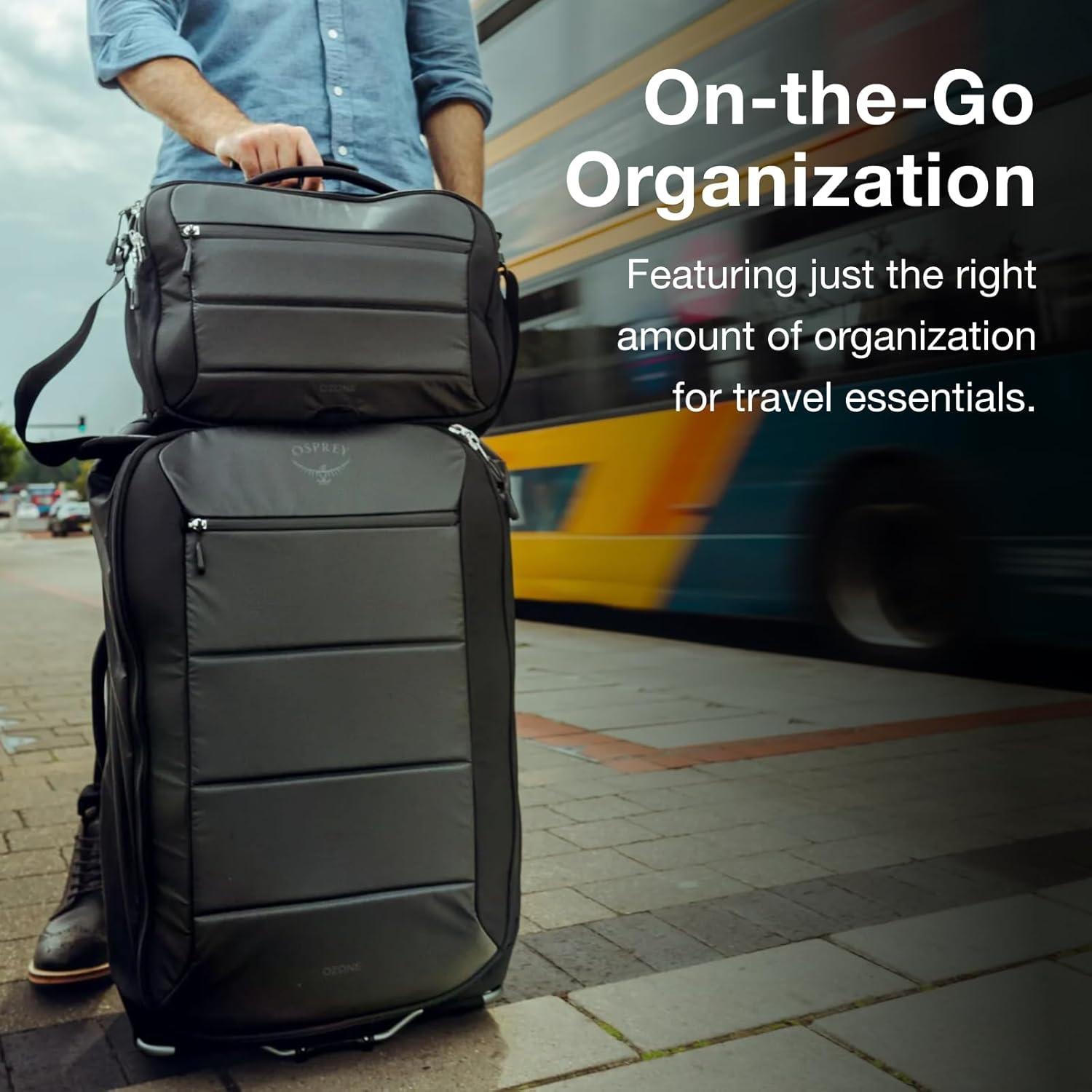 imageOsprey Ozone 2Wheel 80L27 Checked Luggage Lightweight Rolling Bag with High Clearance Wheels Travel Suitcase with Mesh Organization Trolley Handle and AddaBag Strap Moody BurgundyBlack