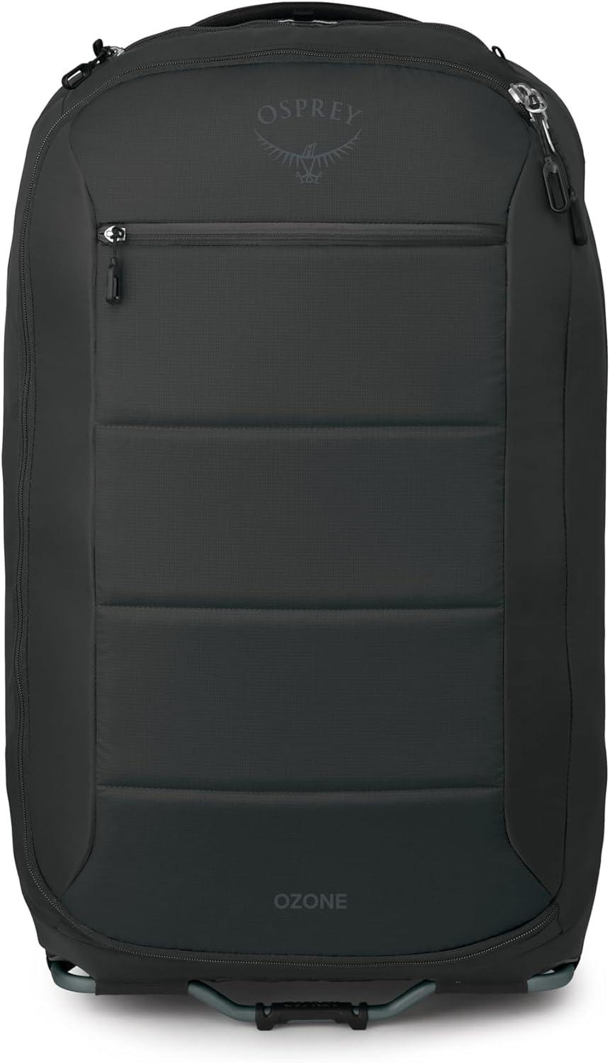 imageOsprey Ozone 2Wheel 80L27 Checked Luggage Lightweight Rolling Bag with High Clearance Wheels Travel Suitcase with Mesh Organization Trolley Handle and AddaBag Strap Moody BurgundyBlack