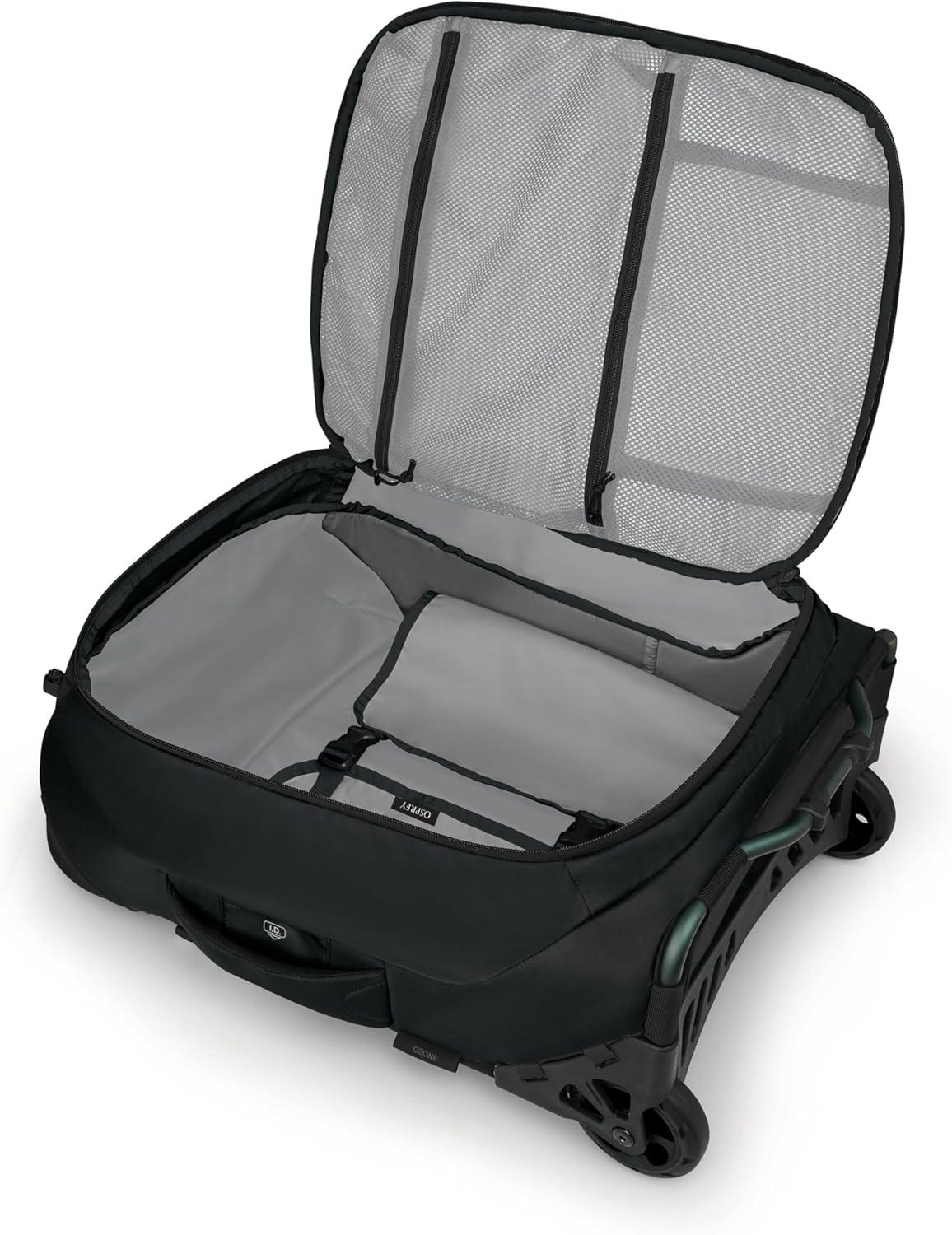 imageOsprey Ozone 2Wheel CarryOn Lightweight CarryOn Luggage with Oversized Wheels and Trolley Handle Rolling Travel Suitcase for Air Travel Overhead Compartments and Weekend Trips Moody BurgundyBlack