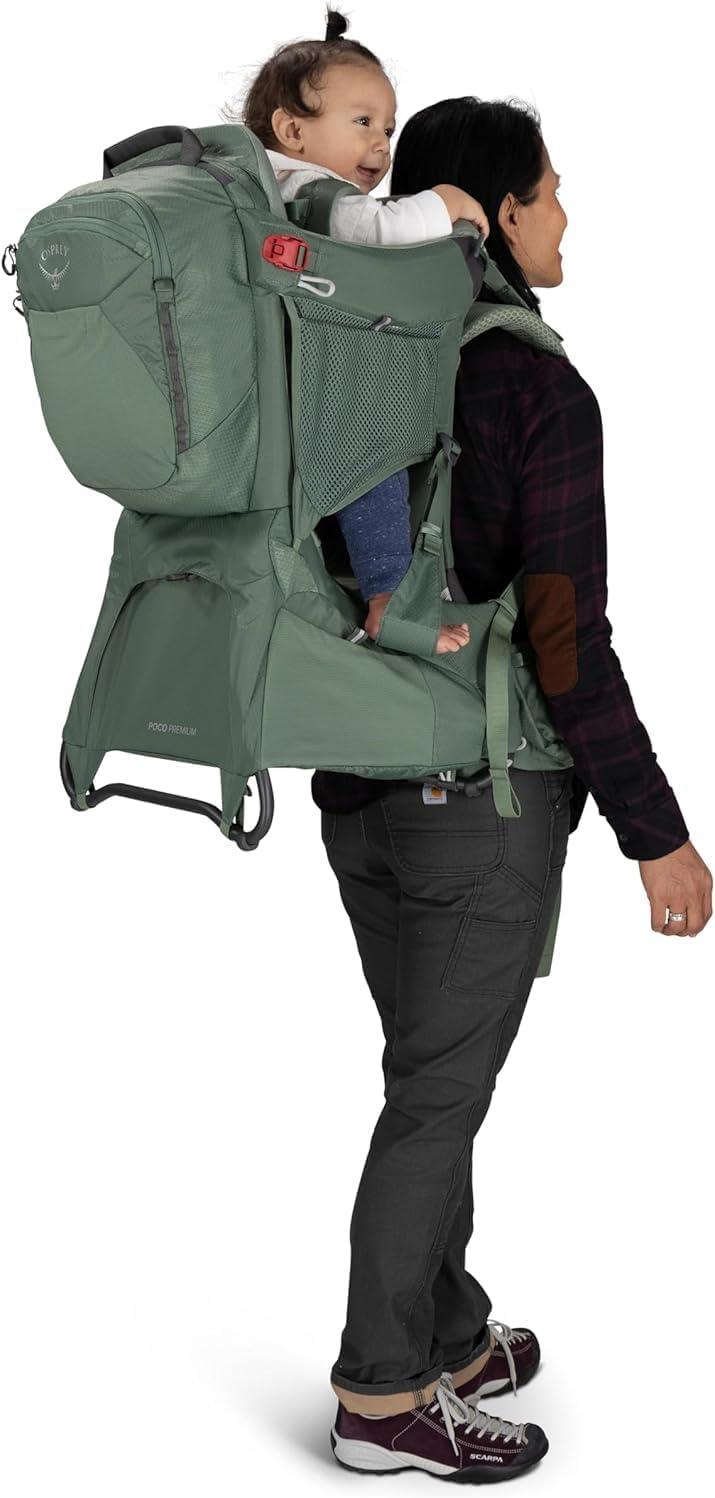 imageOsprey Poco Premium Child Carrier Backpack Deluxe Kid Carrier for Hiking with Builtin Sunshade Removable Daypack and Adjustable Fit Premium Comfort for Parent and ChildKoseret Green