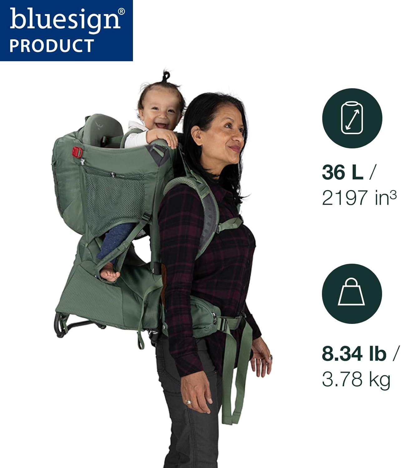 imageOsprey Poco Premium Child Carrier Backpack Deluxe Kid Carrier for Hiking with Builtin Sunshade Removable Daypack and Adjustable Fit Premium Comfort for Parent and ChildKoseret Green