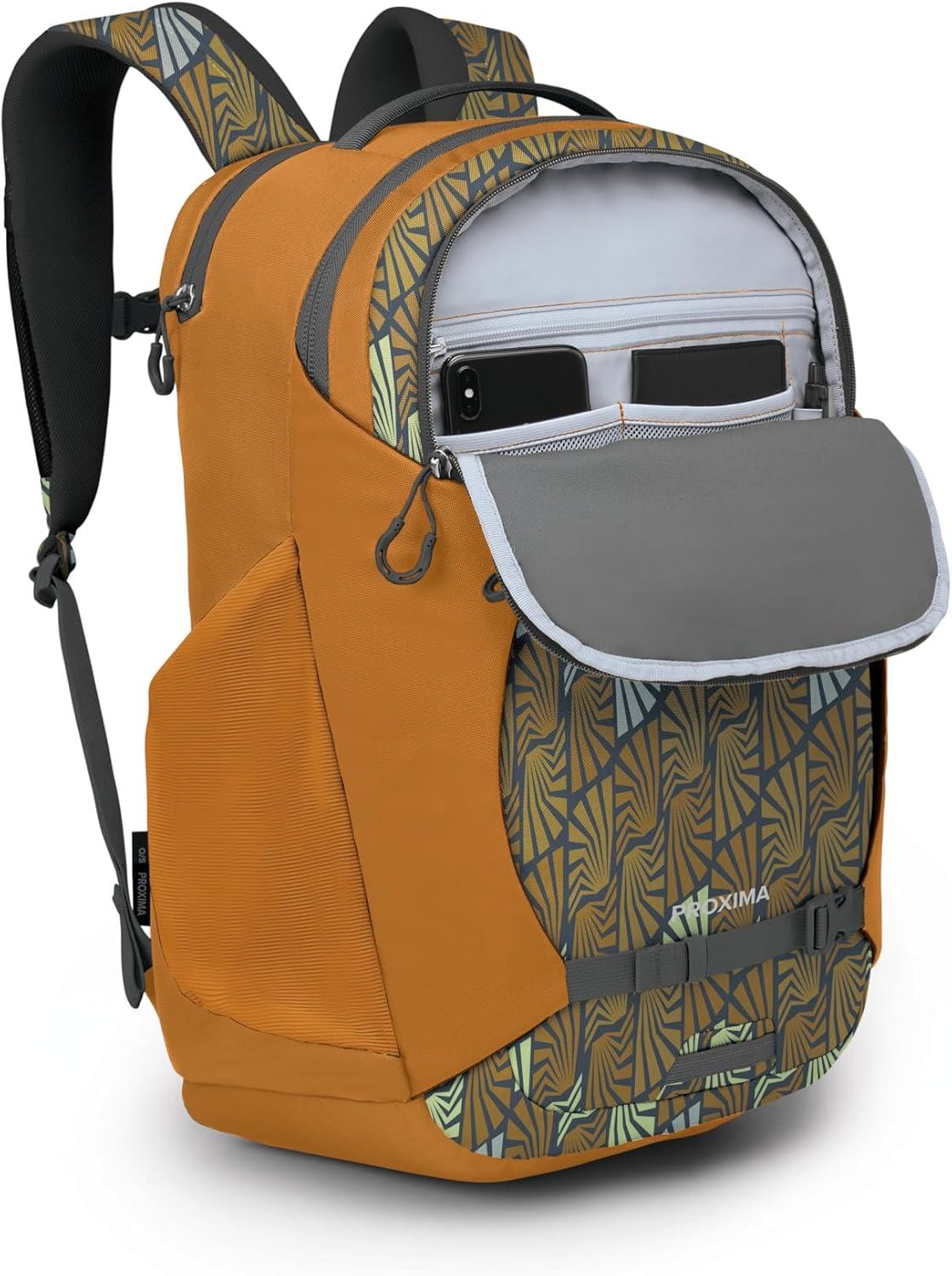 imageOsprey Proxima 30L Campus Laptop Backpack Organized Everyday Pack with Tech Storage Water Bottle Pockets and Comfortable Carry Perfect for School Commute and Travel Kazuma PrintToffee OrangeKazuma Print Toffee Orange