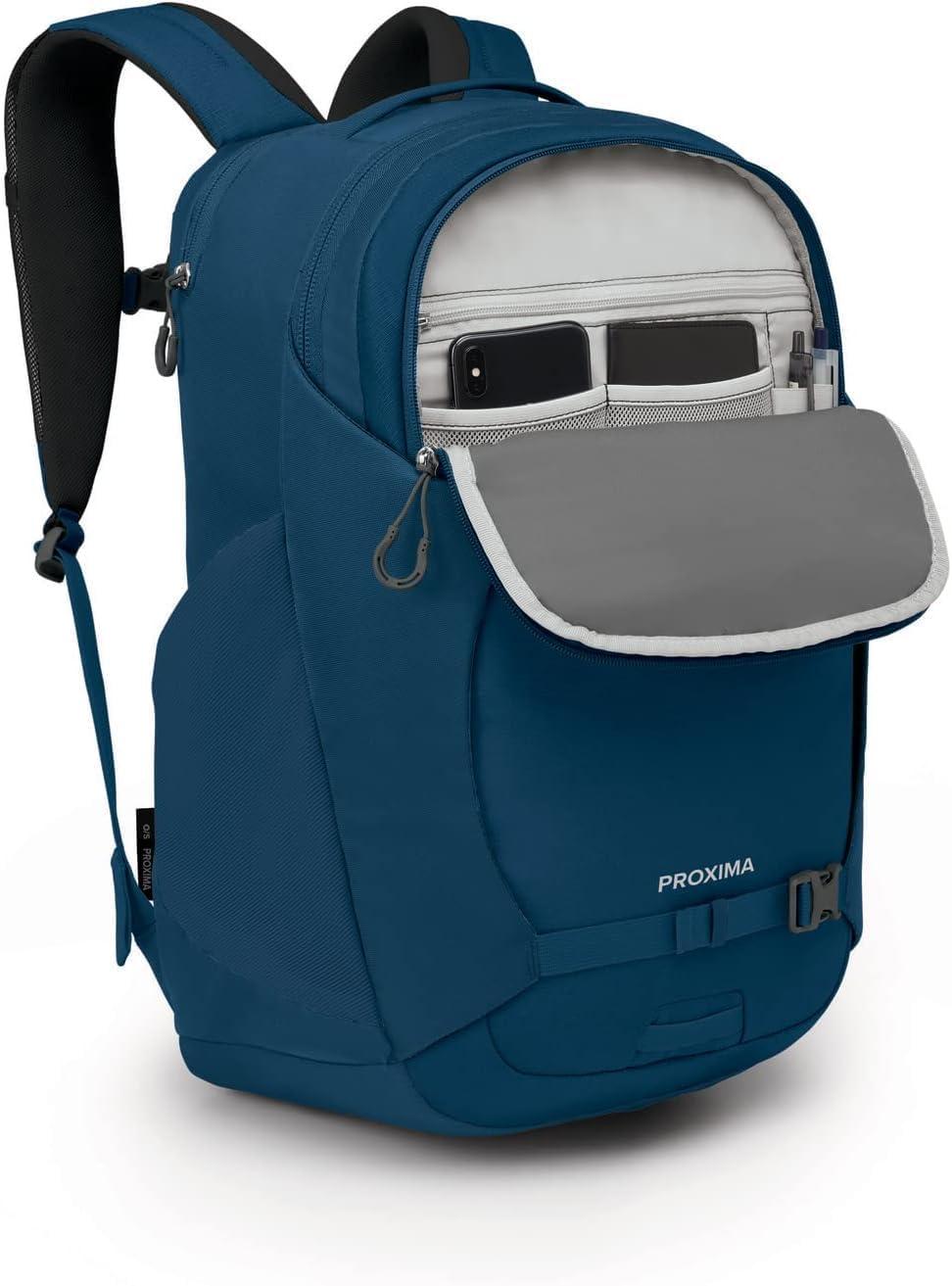 imageOsprey Proxima 30L Campus Laptop Backpack Organized Everyday Pack with Tech Storage Water Bottle Pockets and Comfortable Carry Perfect for School Commute and Travel Kazuma PrintToffee OrangeNight Shift Blue