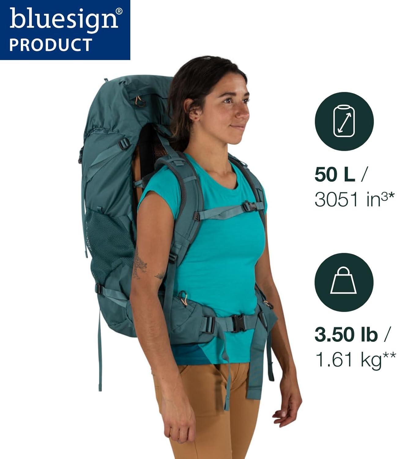imageOsprey Renn 65L Womens Backpacking Backpack Cascade BlueMelon OrangePediment GreyLinen Tan
