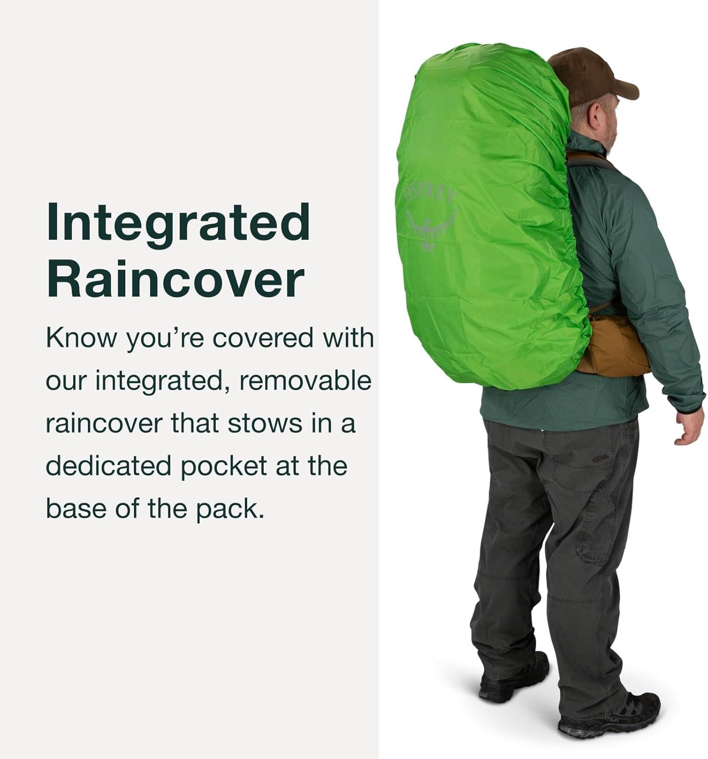 imageOsprey Rook 65L Mens Backpacking Backpack Histosol BrownRhino GreyAstology BlueBlue Flame