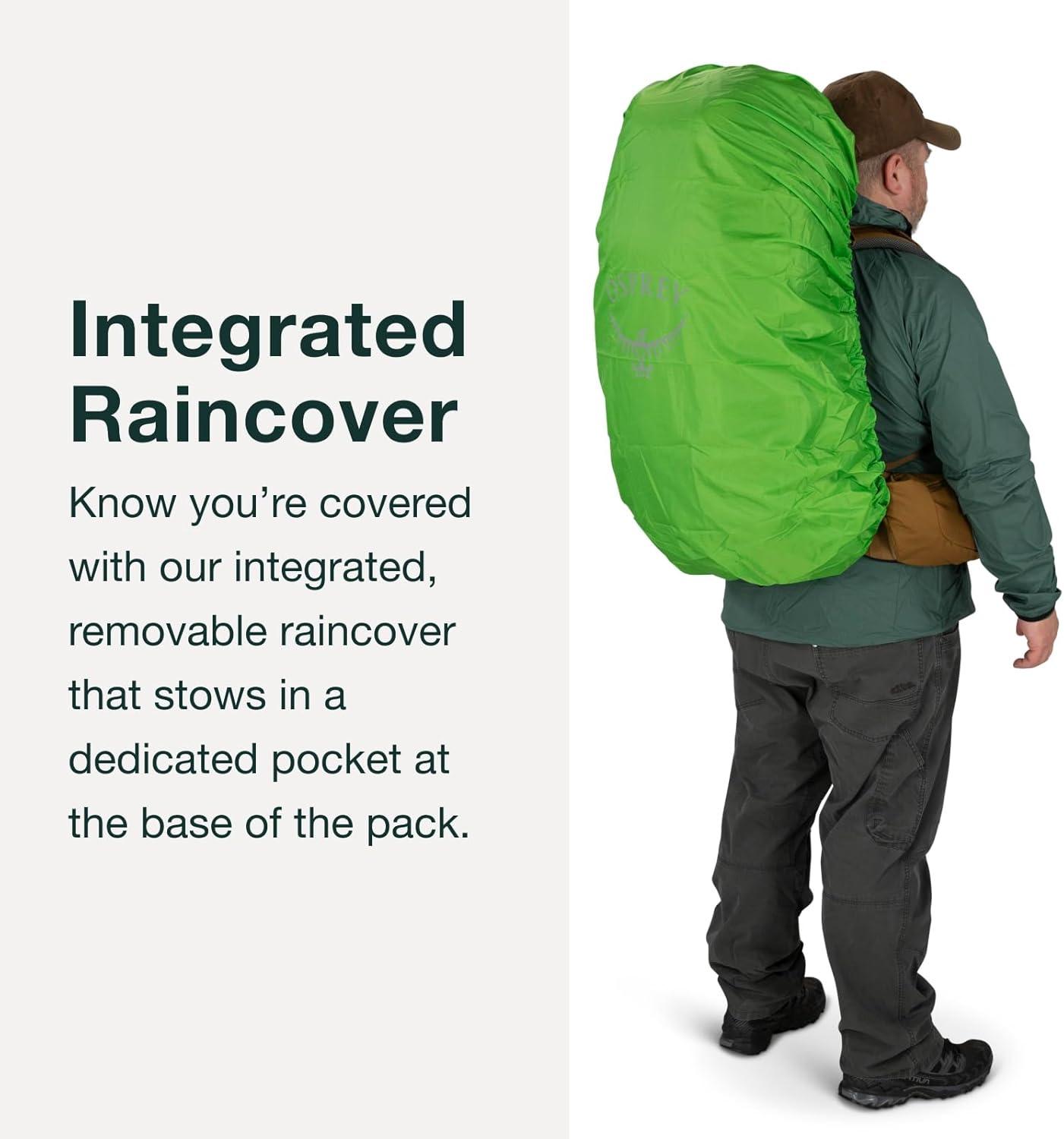 imageOsprey Rook 65L Mens Backpacking Backpack Histosol BrownRhino GreyAstology BlueBlue Flame