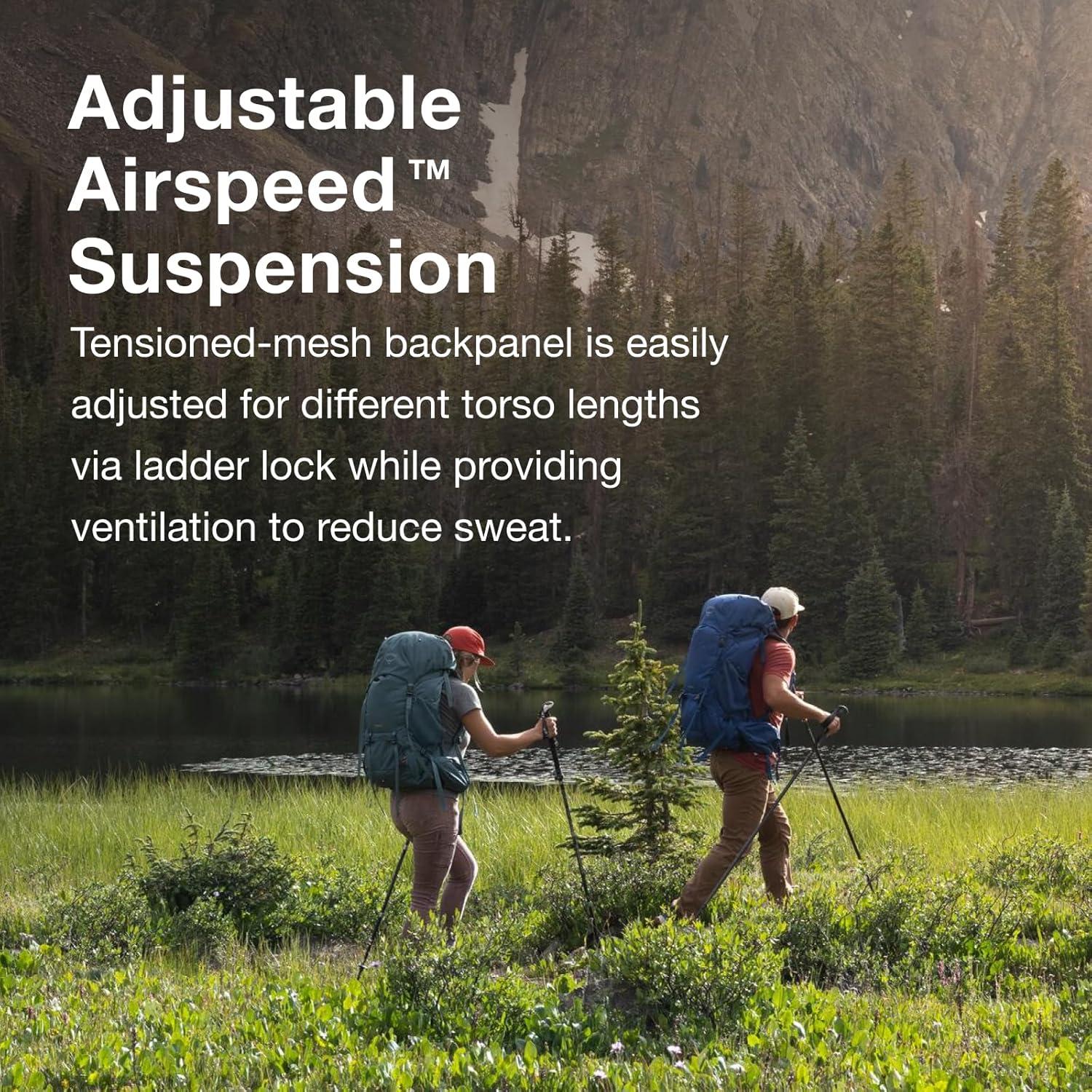 imageOsprey Rook 65L Mens Backpacking Backpack Histosol BrownRhino GreyAstology BlueBlue Flame