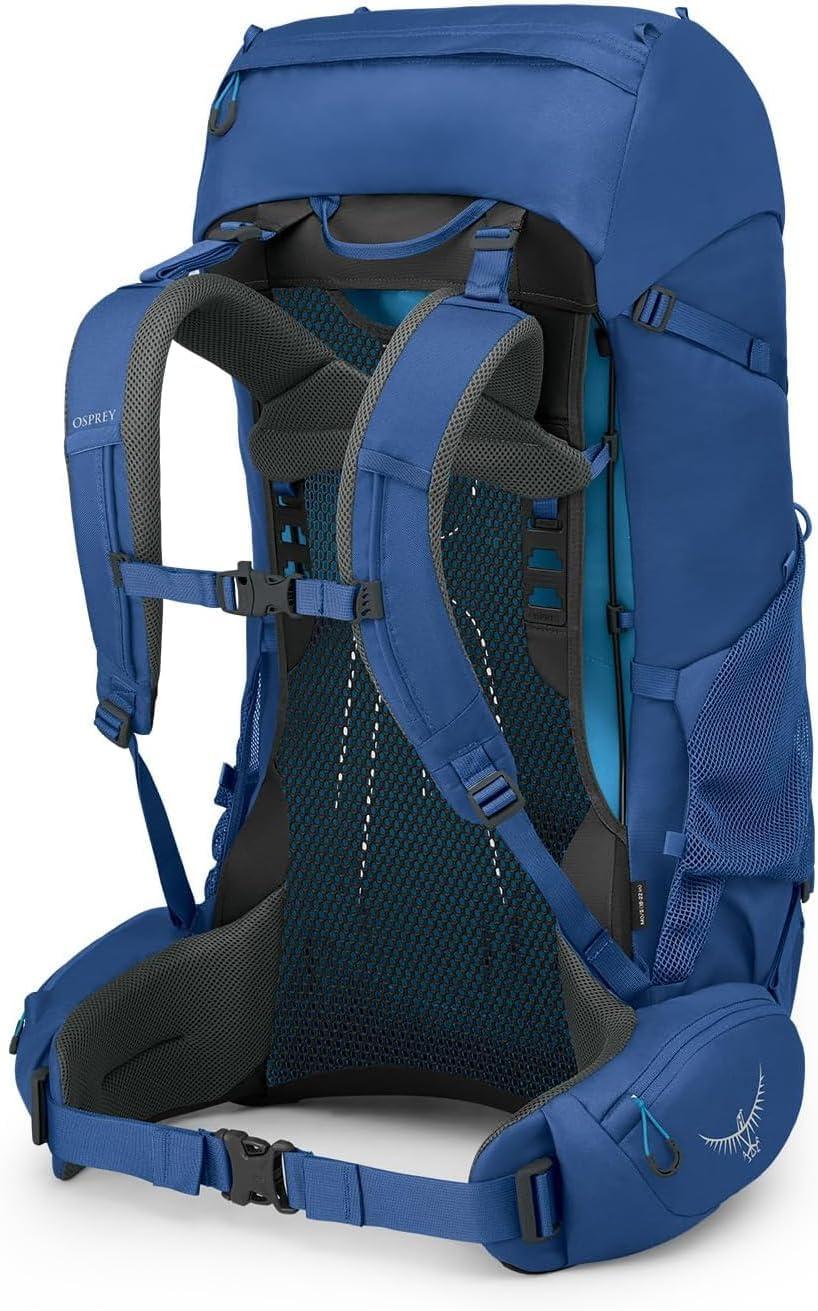 imageOsprey Rook 65L Mens Backpacking Backpack Histosol BrownRhino GreyAstology BlueBlue Flame