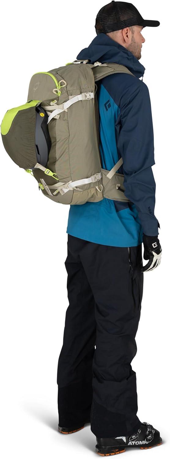 imageOsprey Soelden 45L Ski and Snowboard Backpack HighVolume Backcountry Snow Pack for Men Hut Trip Ready Helmet Carry Made with 100 Recycled Nylon Olive TanCascade Blue