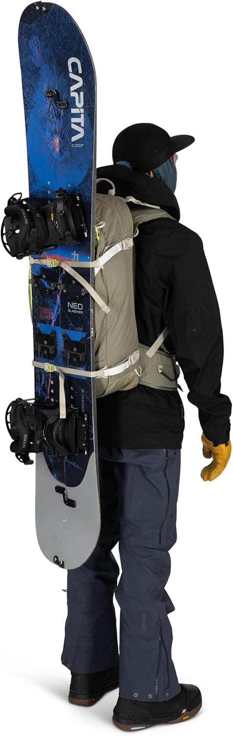 imageOsprey Soelden 45L Ski and Snowboard Backpack HighVolume Backcountry Snow Pack for Men Hut Trip Ready Helmet Carry Made with 100 Recycled Nylon Olive TanCascade Blue