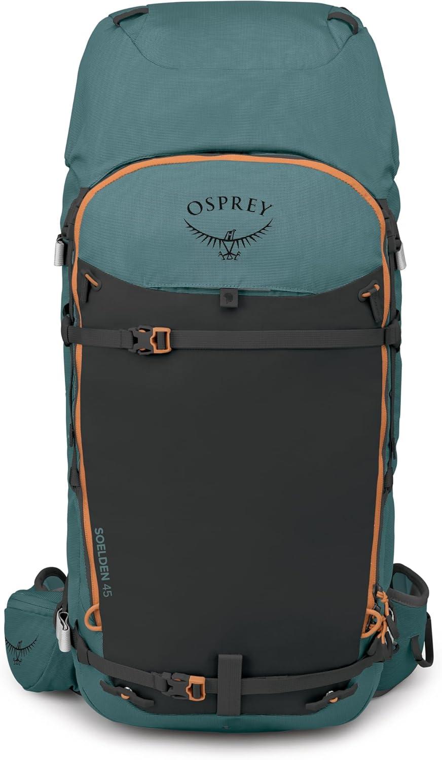 imageOsprey Soelden 45L Ski and Snowboard Backpack HighVolume Backcountry Snow Pack for Men Hut Trip Ready Helmet Carry Made with 100 Recycled Nylon Olive TanCascade Blue