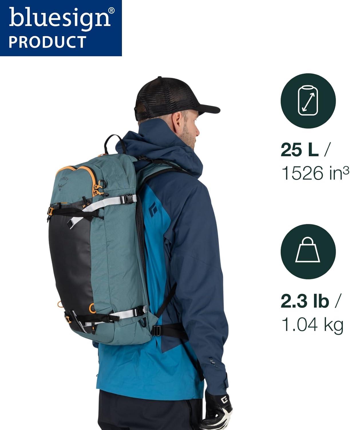 imageOsprey Soelden 45L Ski and Snowboard Backpack HighVolume Backcountry Snow Pack for Men Hut Trip Ready Helmet Carry Made with 100 Recycled Nylon Olive TanCascade Blue