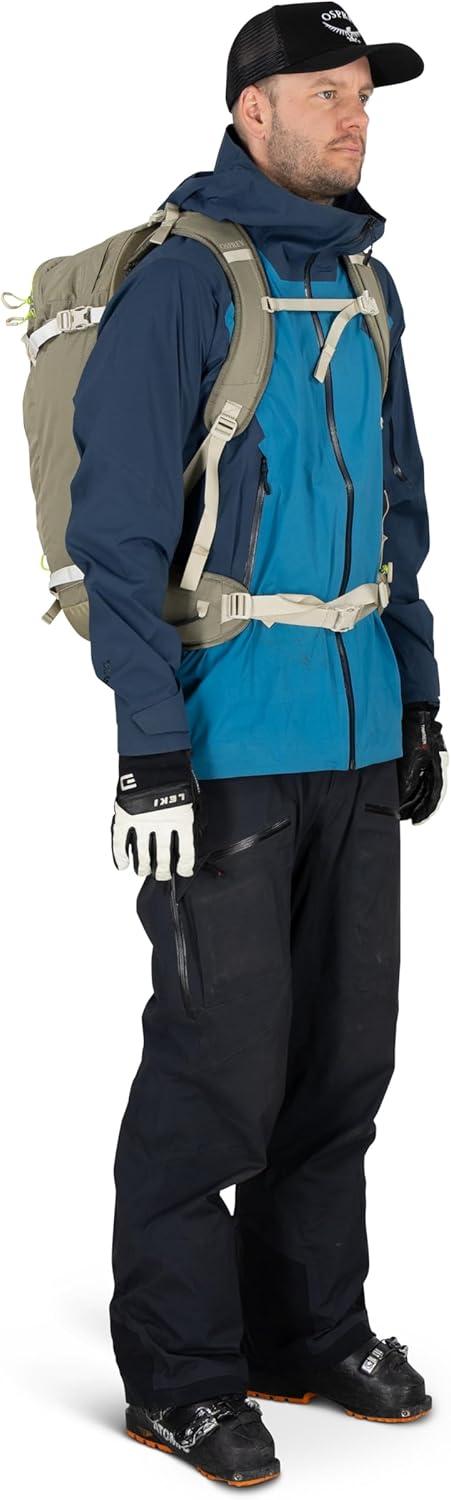 imageOsprey Soelden 45L Ski and Snowboard Backpack HighVolume Backcountry Snow Pack for Men Hut Trip Ready Helmet Carry Made with 100 Recycled Nylon Olive TanCascade Blue