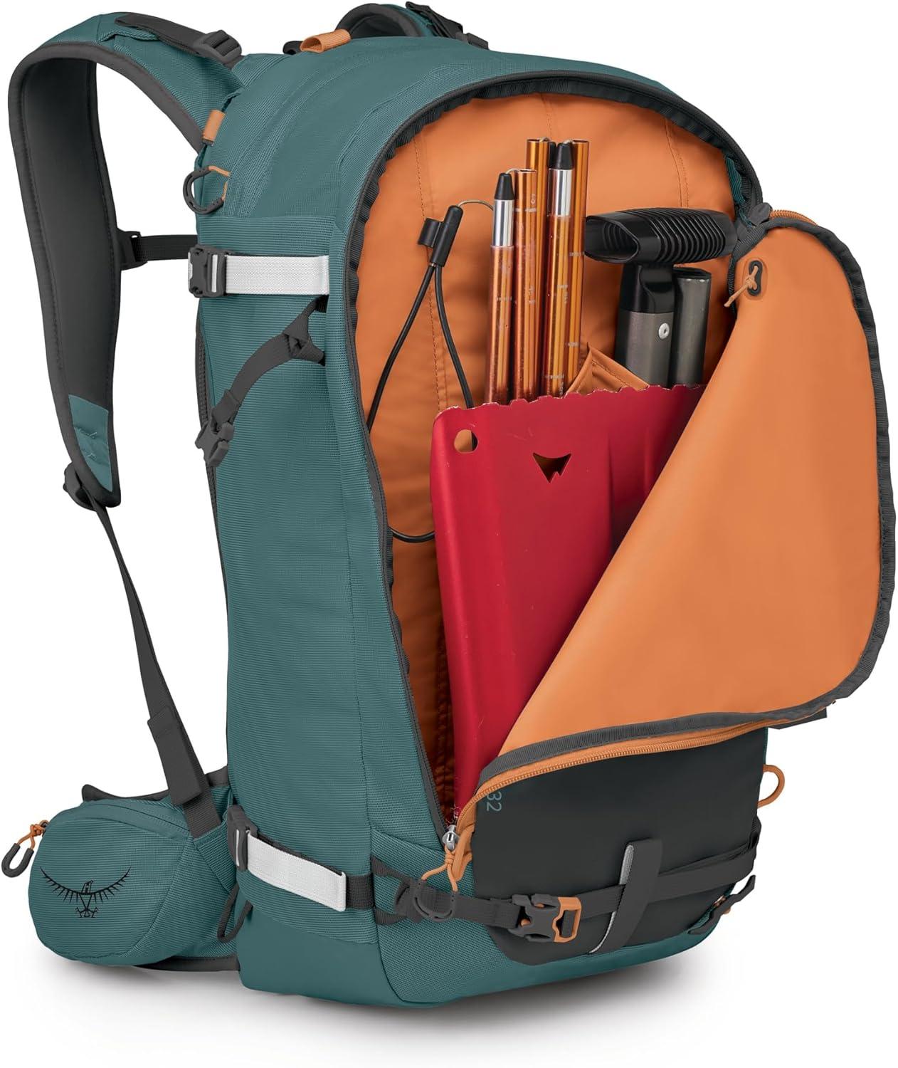 imageOsprey Soelden 45L Ski and Snowboard Backpack HighVolume Backcountry Snow Pack for Men Hut Trip Ready Helmet Carry Made with 100 Recycled Nylon Olive TanCascade Blue