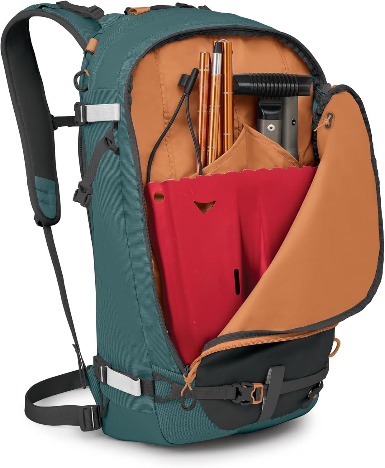 imageOsprey Soelden 45L Ski and Snowboard Backpack HighVolume Backcountry Snow Pack for Men Hut Trip Ready Helmet Carry Made with 100 Recycled Nylon Olive TanCascade Blue