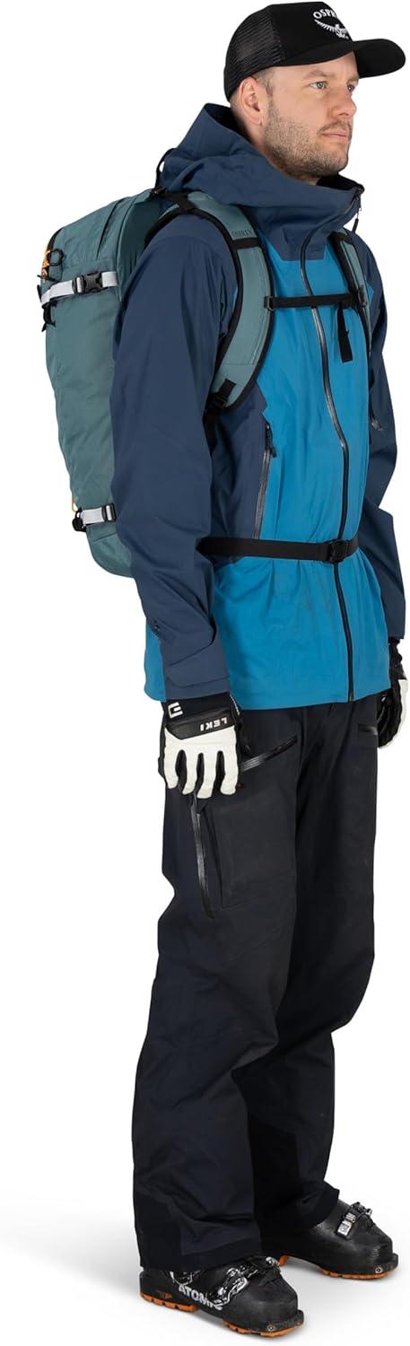 imageOsprey Soelden 45L Ski and Snowboard Backpack HighVolume Backcountry Snow Pack for Men Hut Trip Ready Helmet Carry Made with 100 Recycled Nylon Olive TanCascade Blue