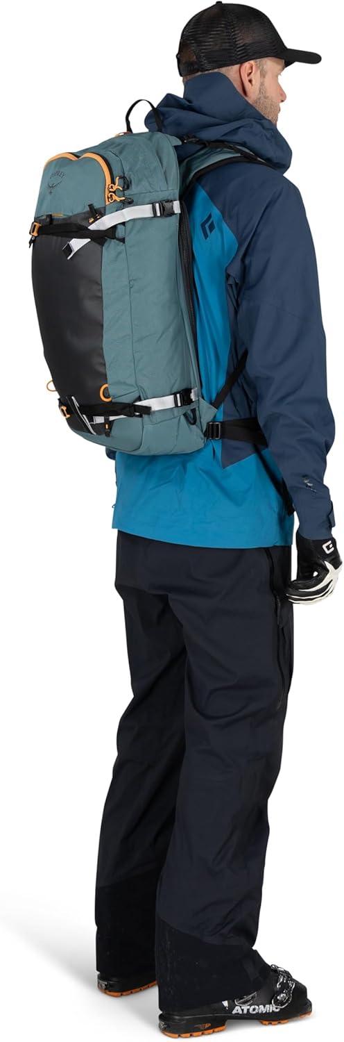imageOsprey Soelden 45L Ski and Snowboard Backpack HighVolume Backcountry Snow Pack for Men Hut Trip Ready Helmet Carry Made with 100 Recycled Nylon Olive TanCascade Blue