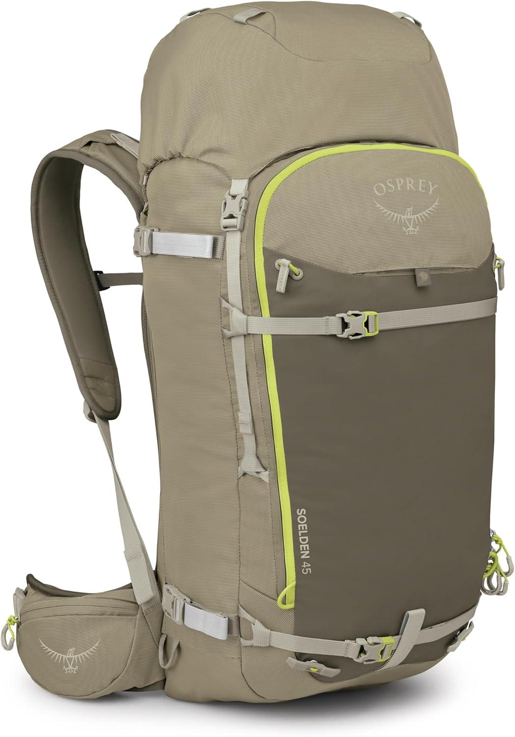 imageOsprey Soelden 45L Ski and Snowboard Backpack HighVolume Backcountry Snow Pack for Men Hut Trip Ready Helmet Carry Made with 100 Recycled Nylon Olive TanOlive Tan